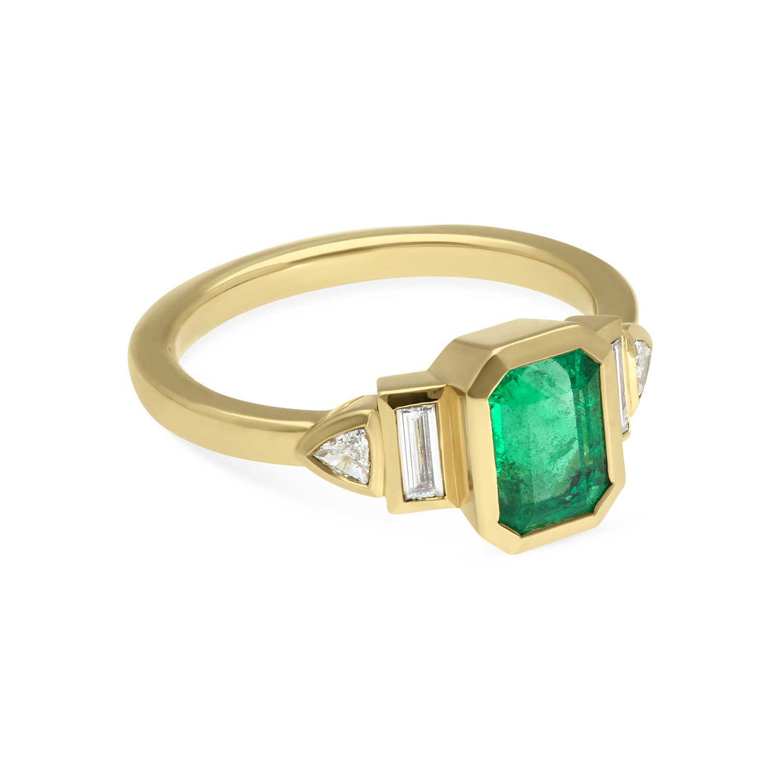 DAPHNE Deco Emerald and Diamond Engagement Ring