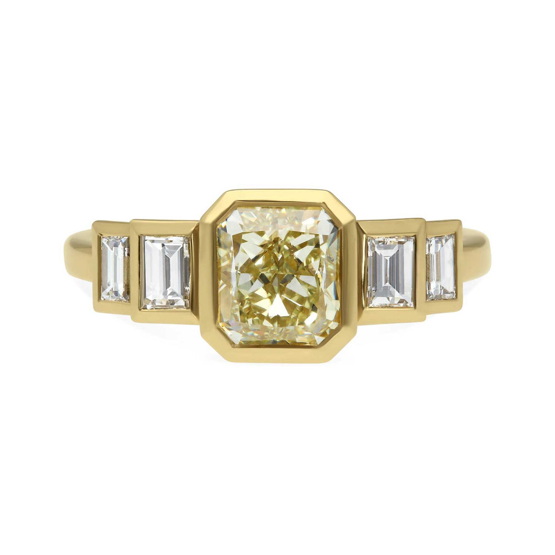 ethical engagement ring EVELYN Deco Yellow Diamond Yellow Gold Engagement Ring by B Corp jeweller E.C.One London