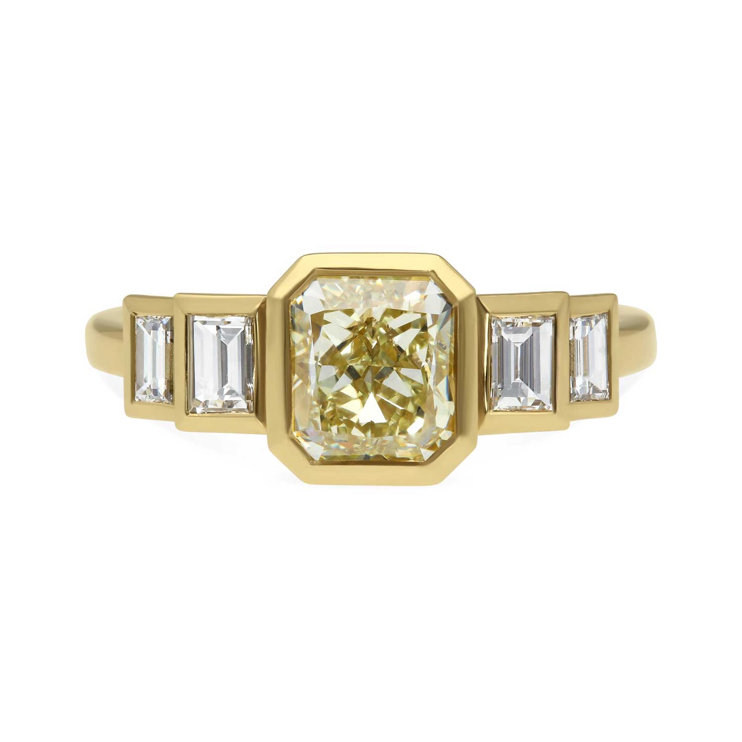 ethical engagement ring EVELYN Deco Yellow Diamond Yellow Gold Engagement Ring by B Corp jeweller E.C.One London