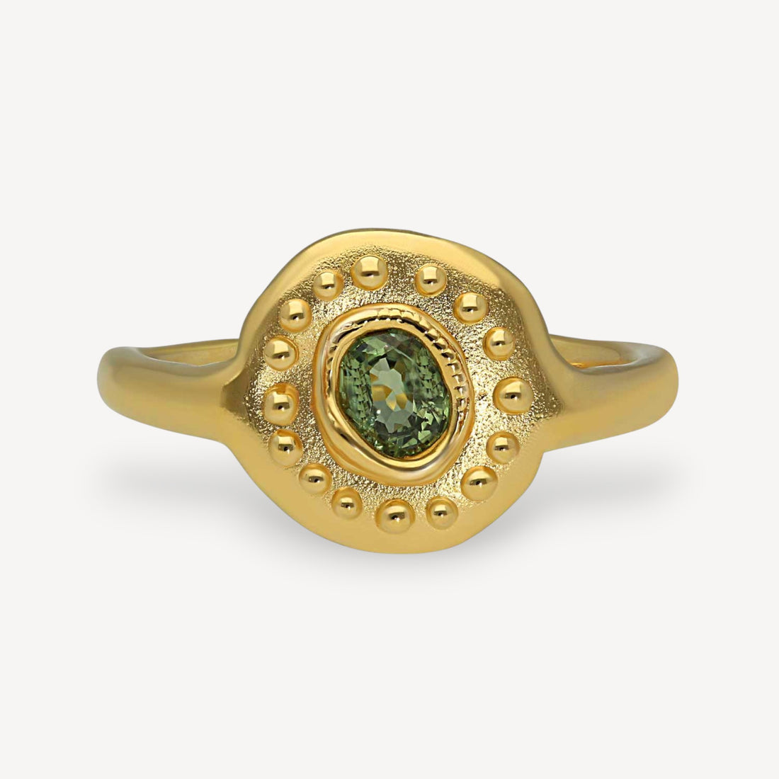 SUN RA Ring with Green Sapphire