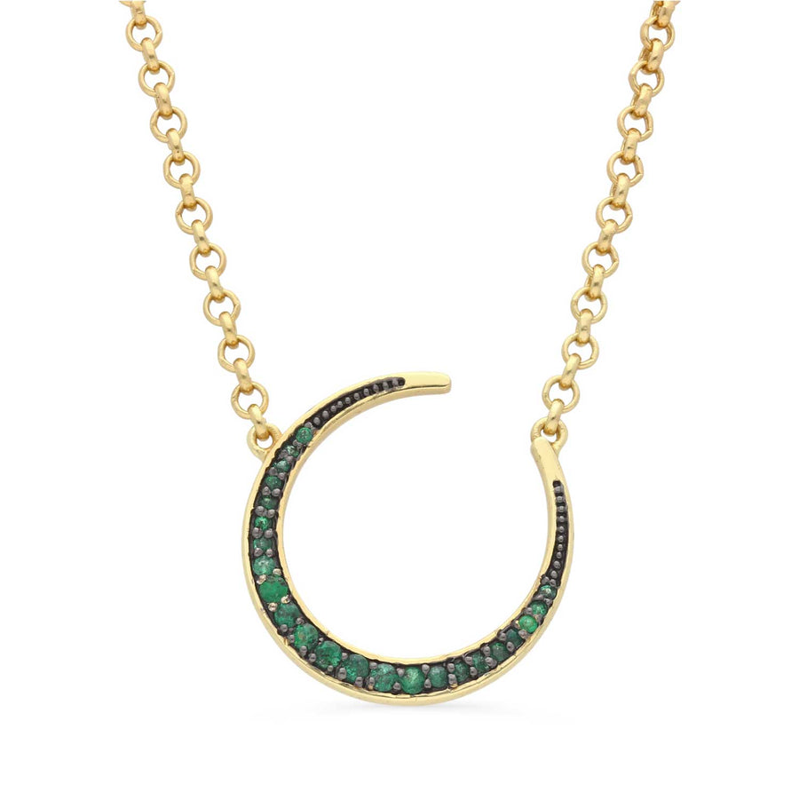 Sweet Marie Jewellery at EC One London Large Emerald Crescent Moon Necklace