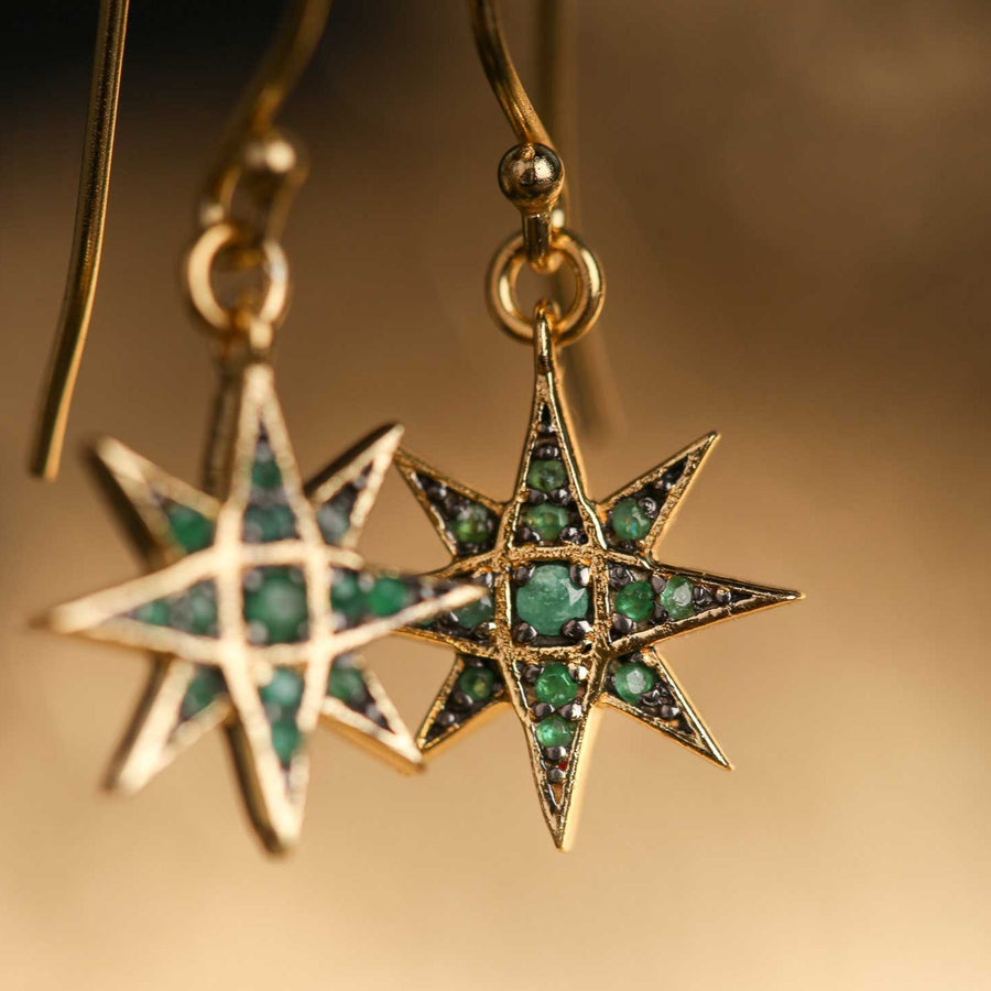 Sweet Marie jewellery at EC One London Star Earring Drops with Emeralds