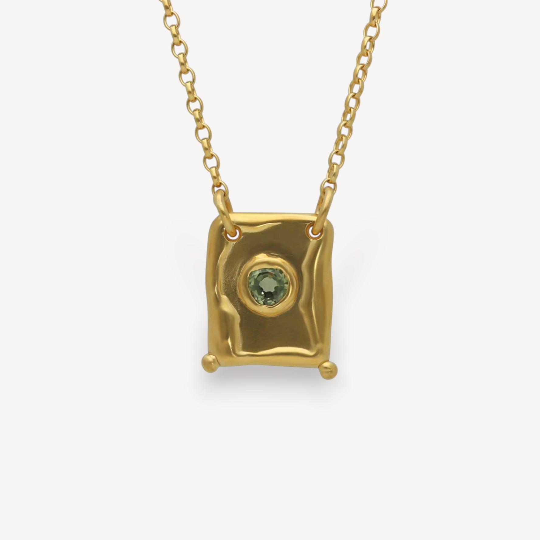 TABLET Small Pendant with Round Green Sapphire