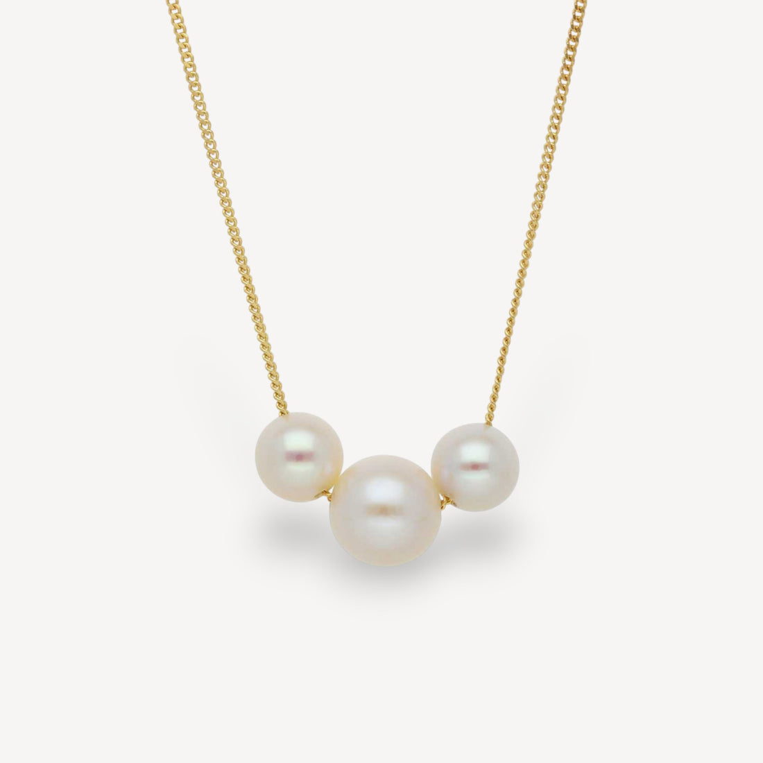 Trio White Pearl Gold Necklace