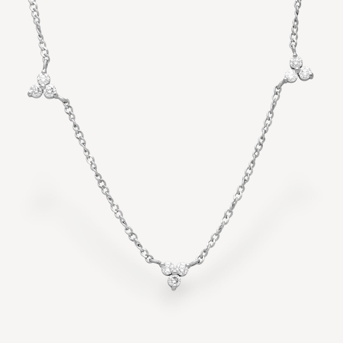 Triple Mini TRIO Diamond White Gold Necklace