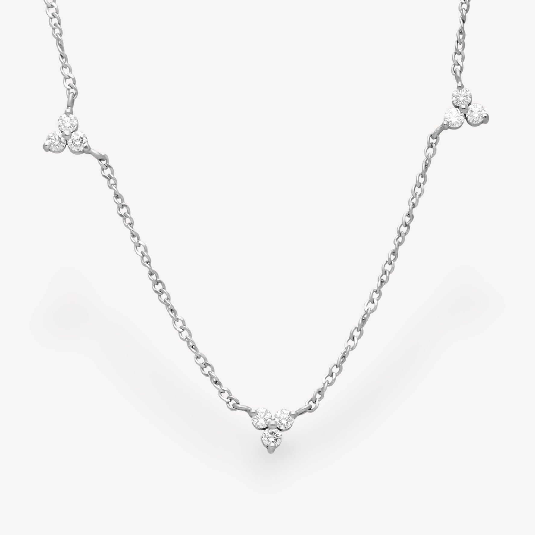 Triple Mini TRIO Diamond White Gold Necklace