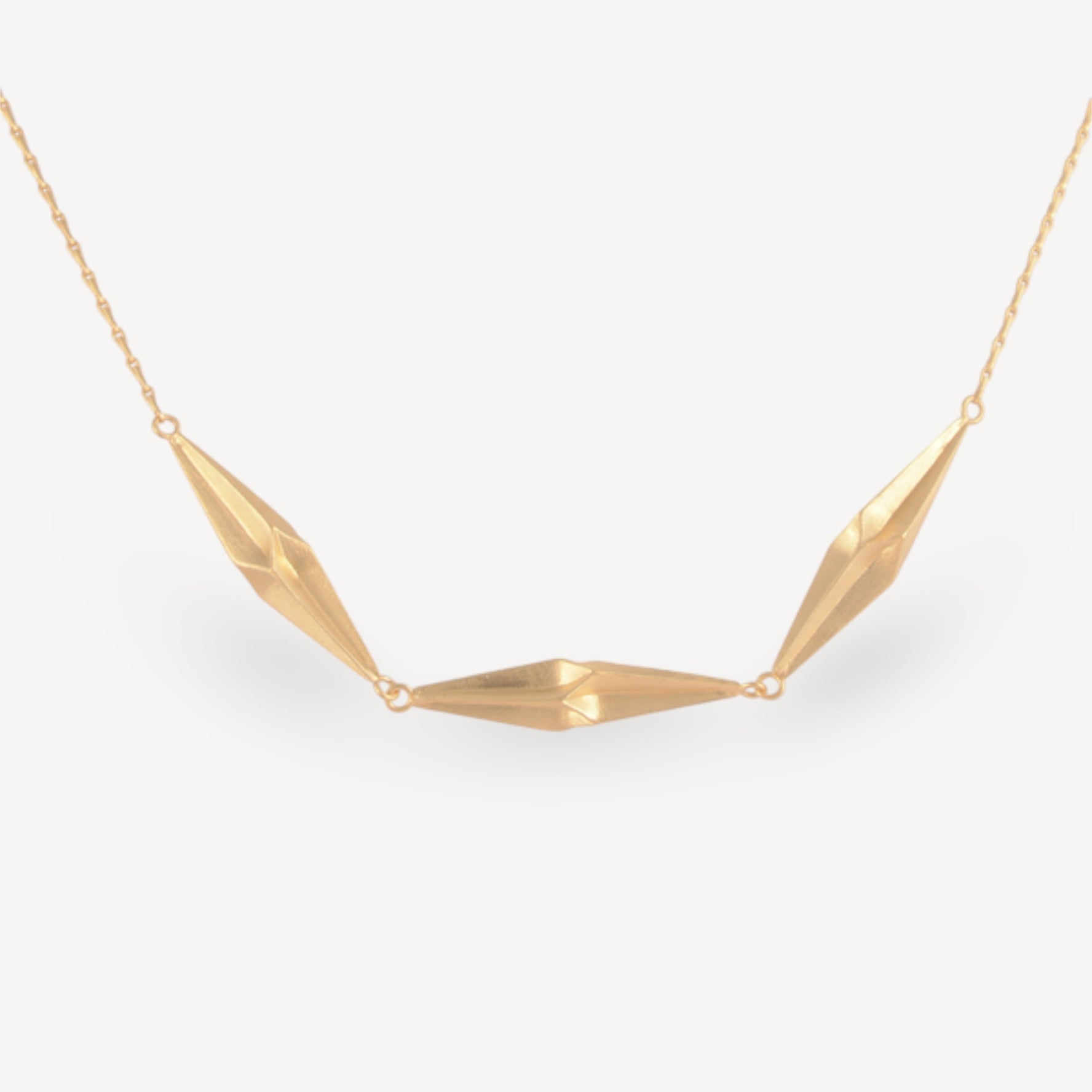 Triple Shard In-Line Gold Necklace
