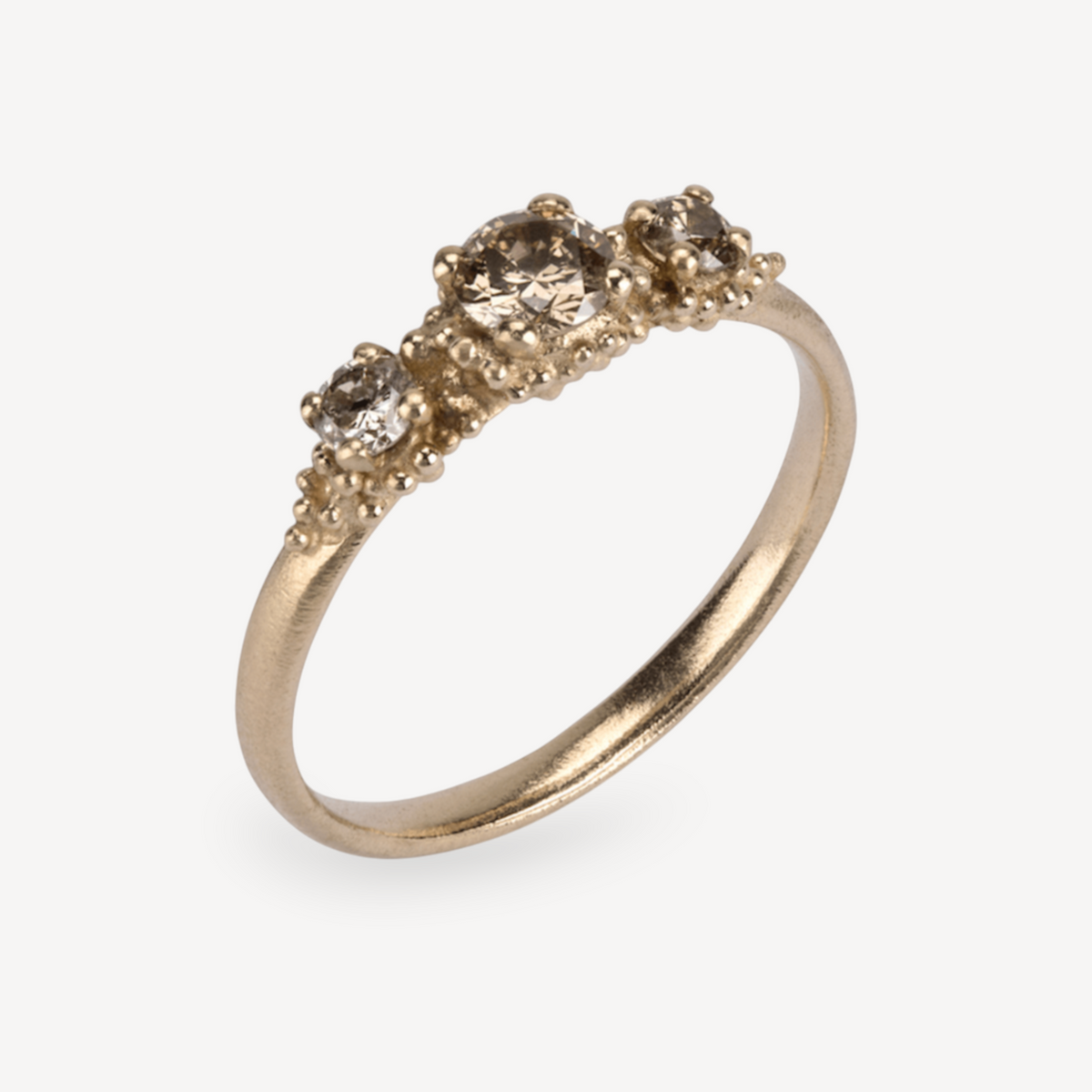 EC One Hannah Bedford recycled gold Triple Champagne Diamond Cluster Ring recycled Yellow Gold