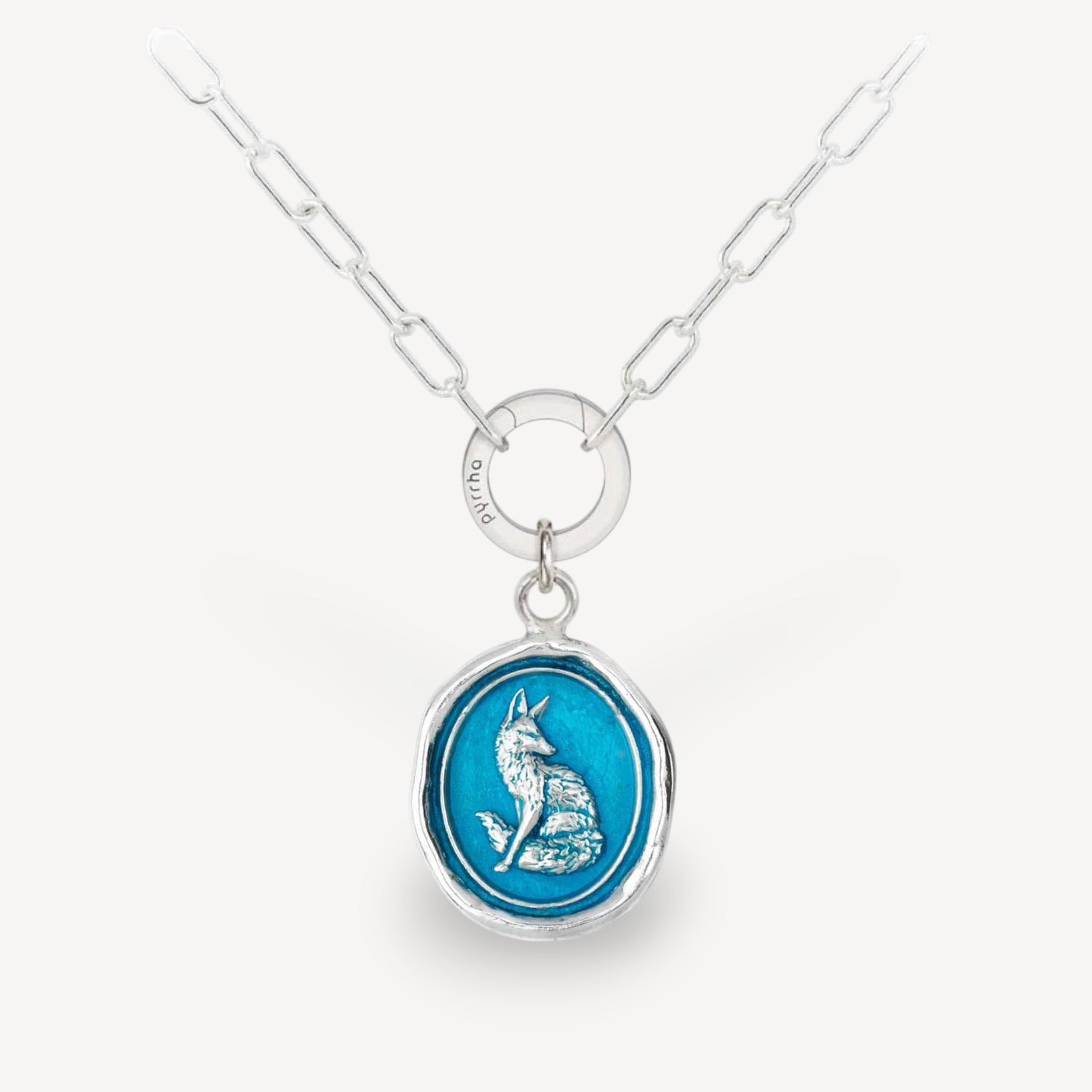 TRUST IN YOURSELF Talisman Silver Necklace with Blue Ceramic Detail
