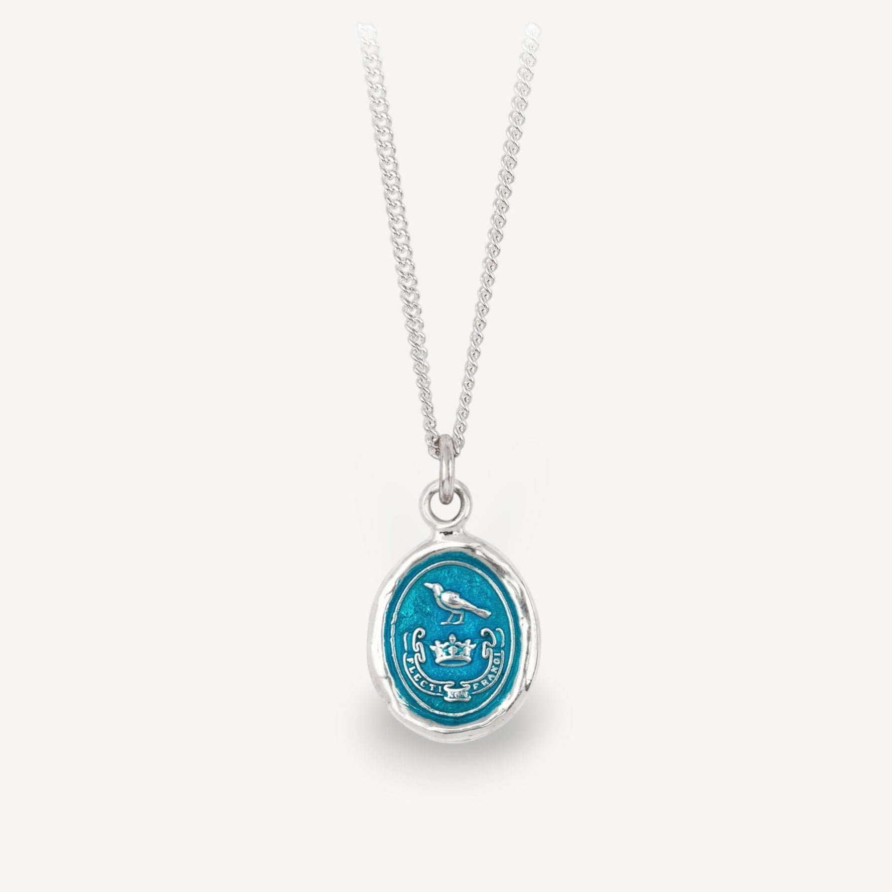 UNBREAKABLE Talisman Silver Necklace with Blue Ceramic Detail