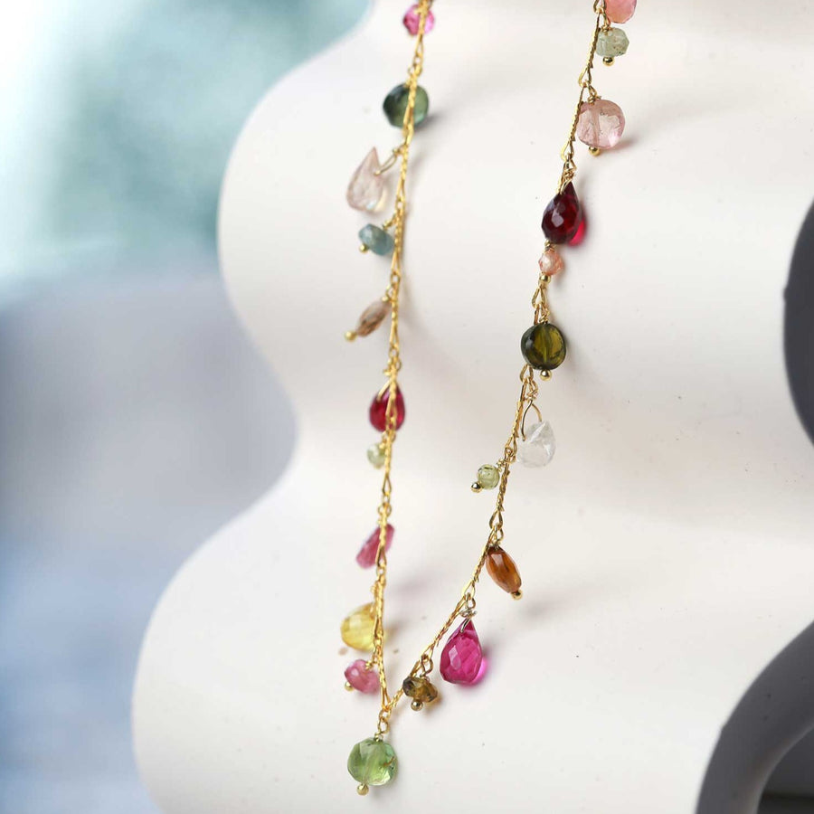 Untitledition MUGHETTO necklace with Sapphires & Tourmalines at ethical jeweller EC One London