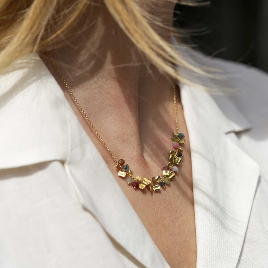 Untitledition CONFETTI necklace with Multi Coloured Tourmalines at Ethical jewellers EC One London