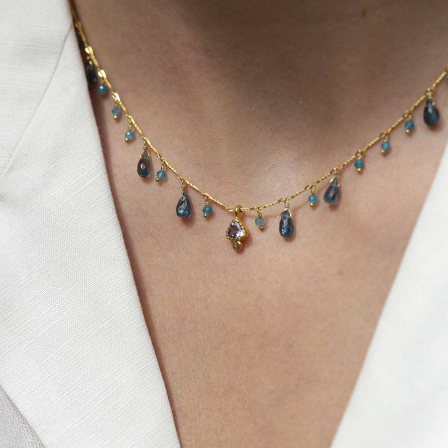 MUGHETTO necklace with Blue Topaz, Apatite & Tanzanite