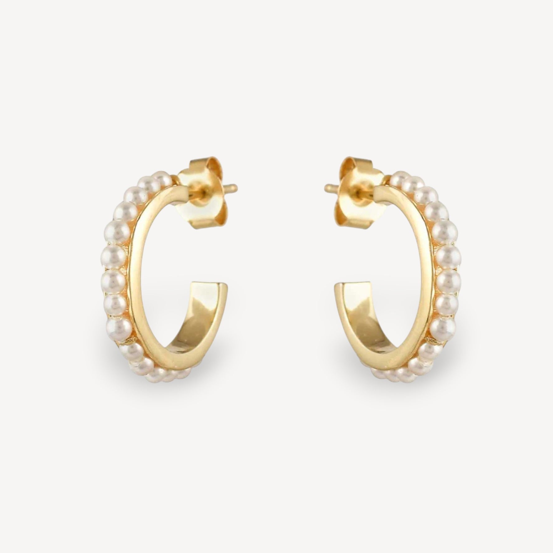 VENUS Pearl Hoop Earrings Gold Plate