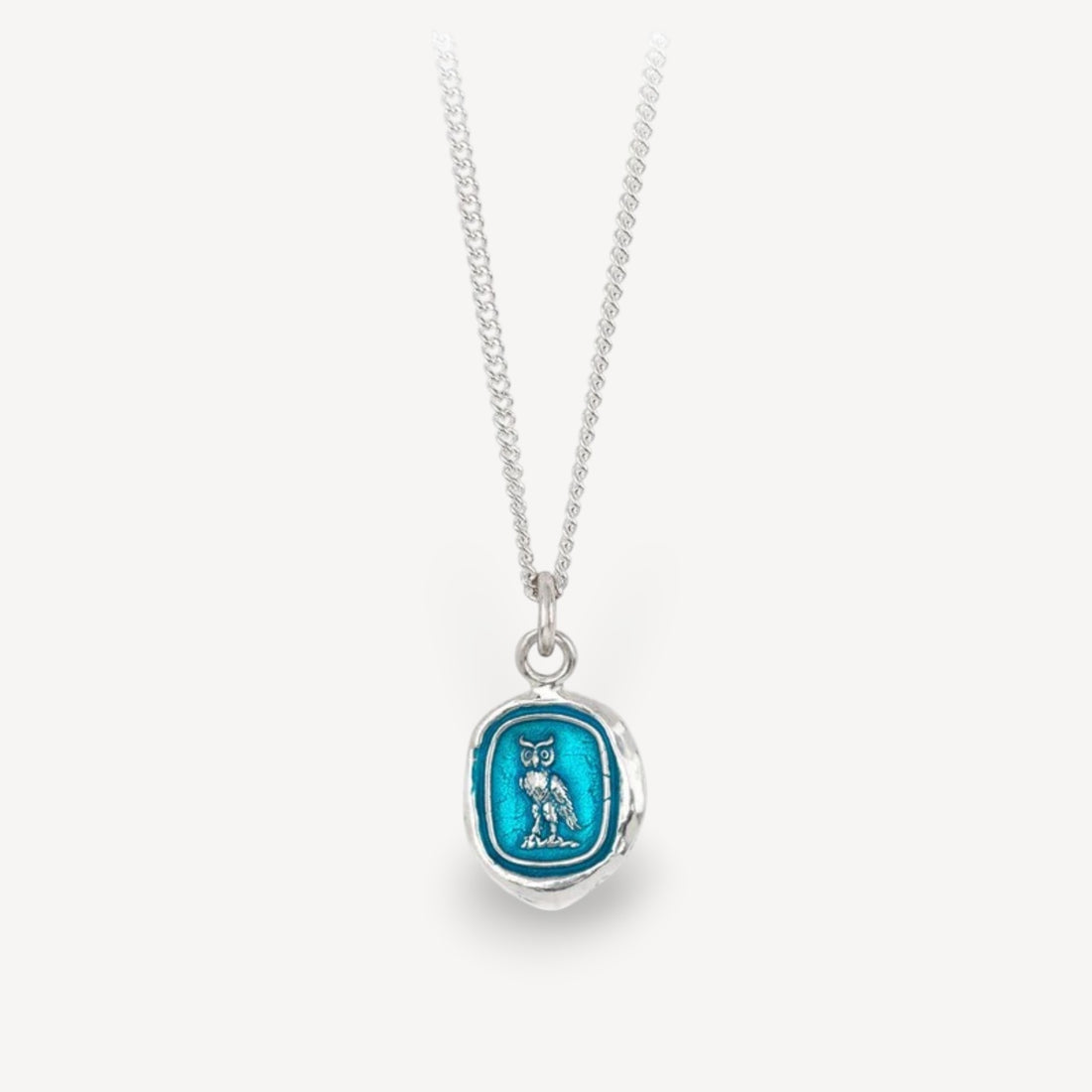 WATCH OVER ME Talisman Silver Necklace with Blue Ceramic Detail