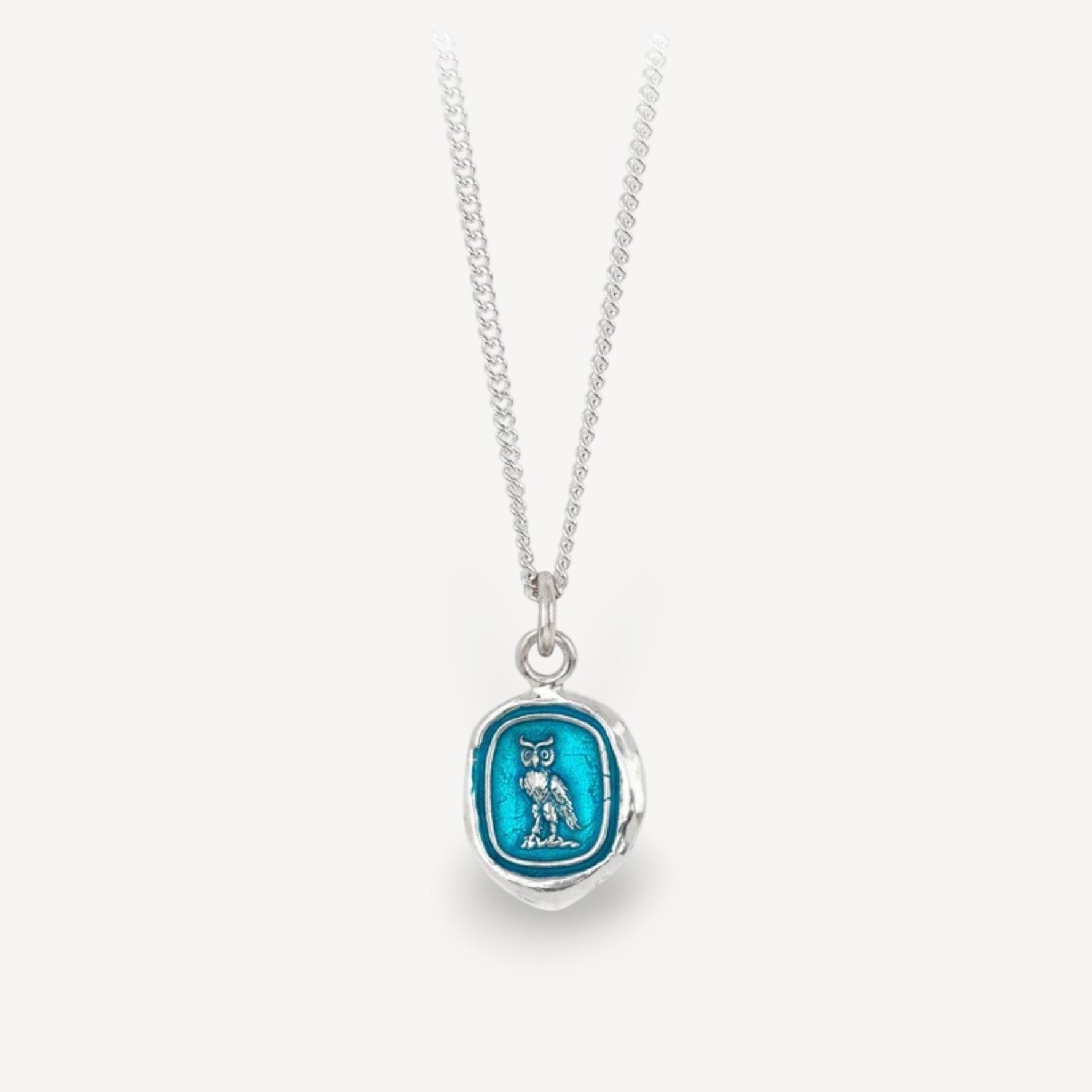 WATCH OVER ME Talisman Silver Necklace with Blue Ceramic Detail