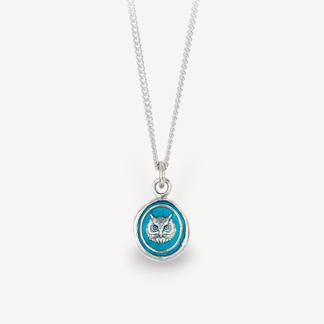 WITTY Talisman Silver Necklace with Blue Ceramic Detail