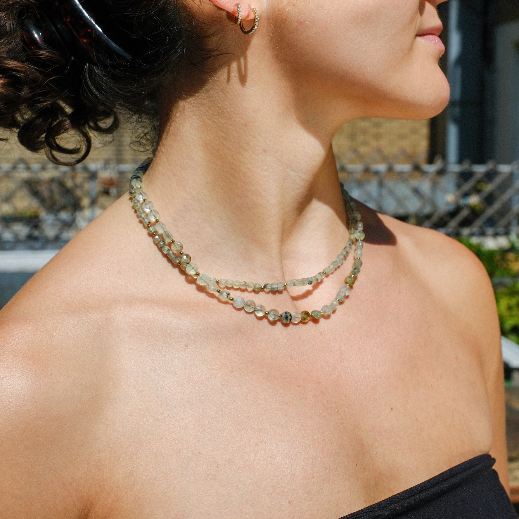Prehnite Button Bead Necklace
