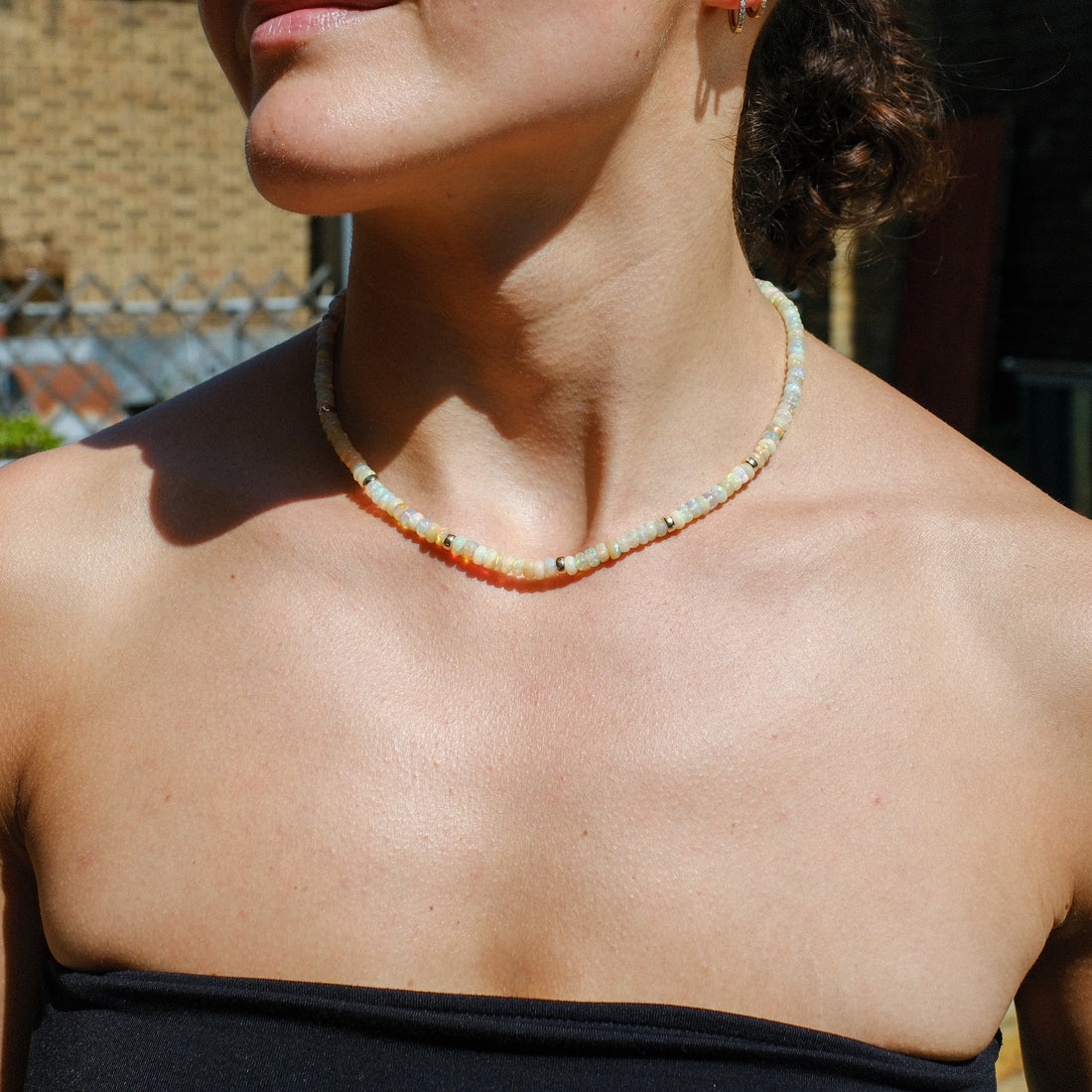 Opal and Gold Bead Necklace