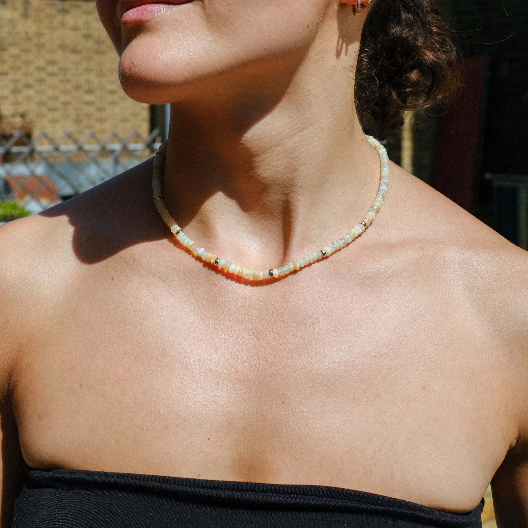 Opal and Gold Bead Necklace