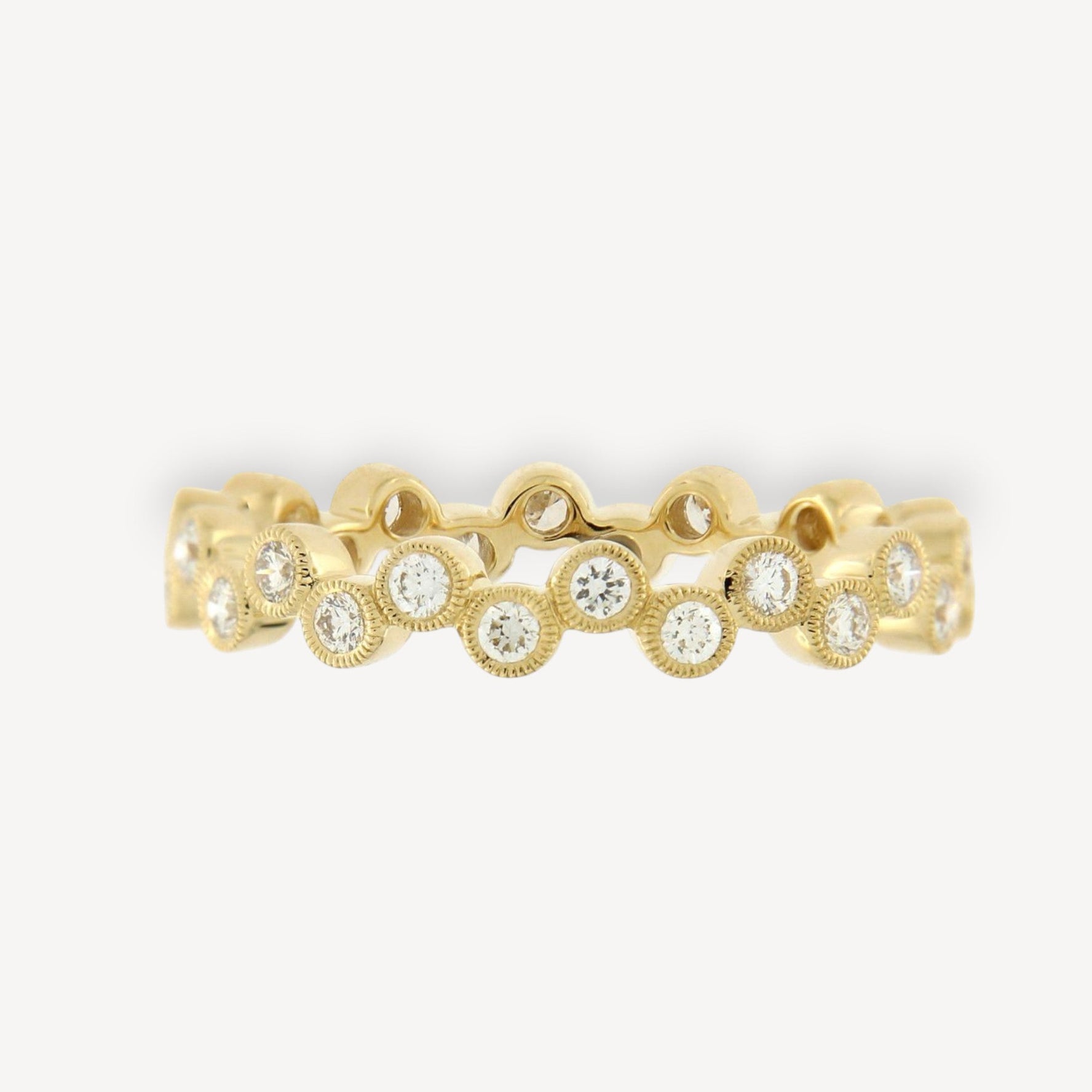 Zig Zag Round Diamond Eternity Wedding Gold Ring