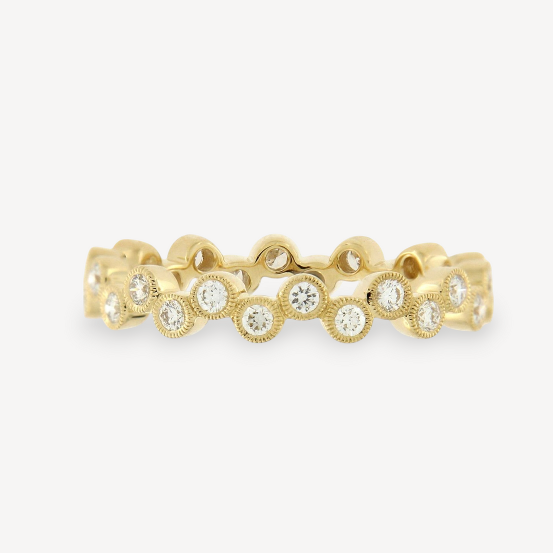 Zig Zag Round Diamond Eternity Wedding Gold Ring