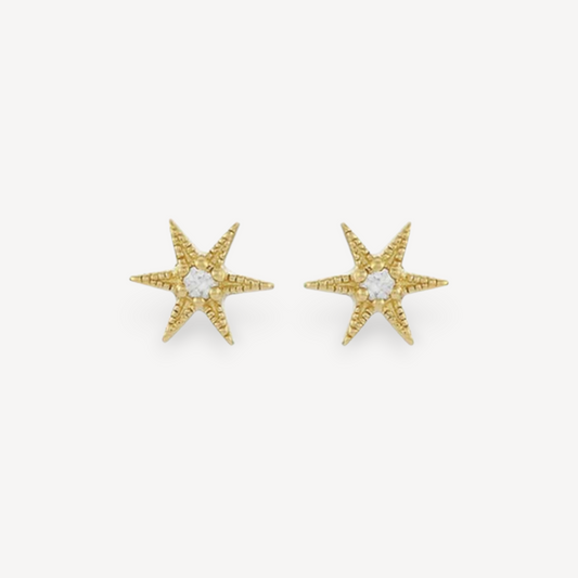 Zoe & Morgan NO STAR LIKE THESE Gold Plated Studs with White Zircons at ethical jeweller EC One London