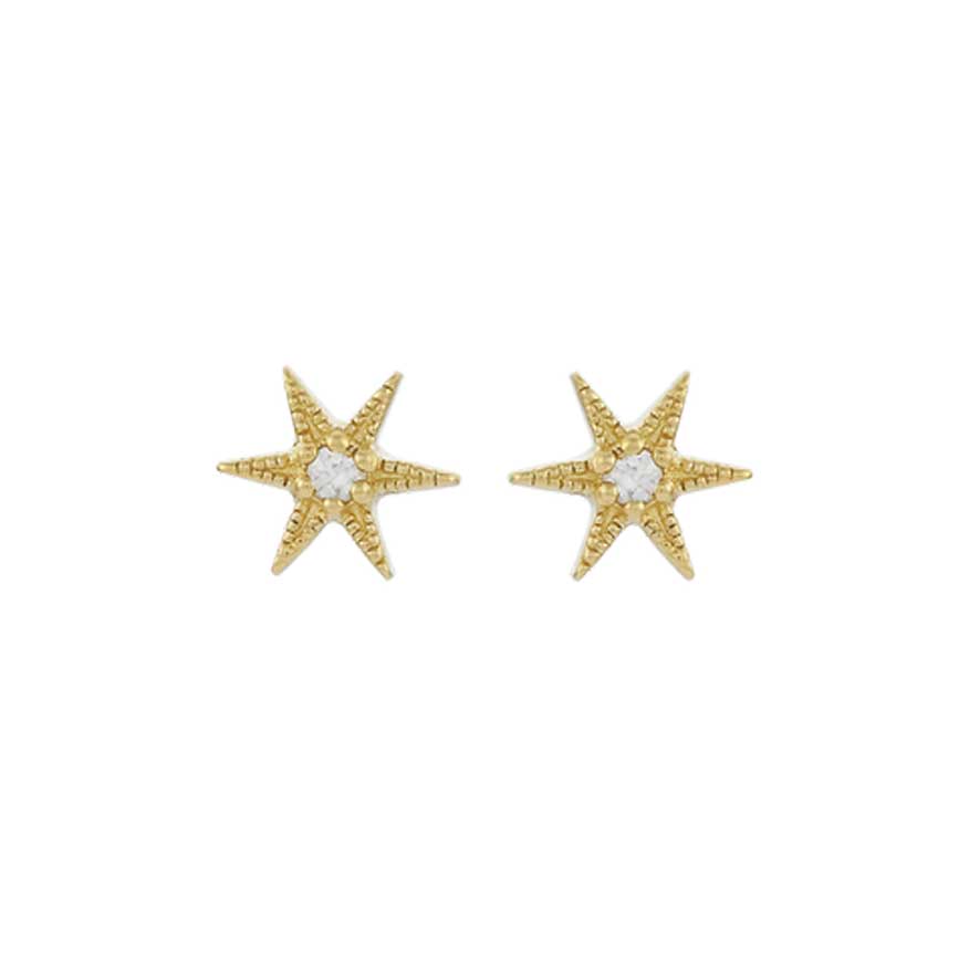 Zoe & Morgan NO STAR LIKE THESE Gold Plated Studs with White Zircons at ethical jeweller EC One London