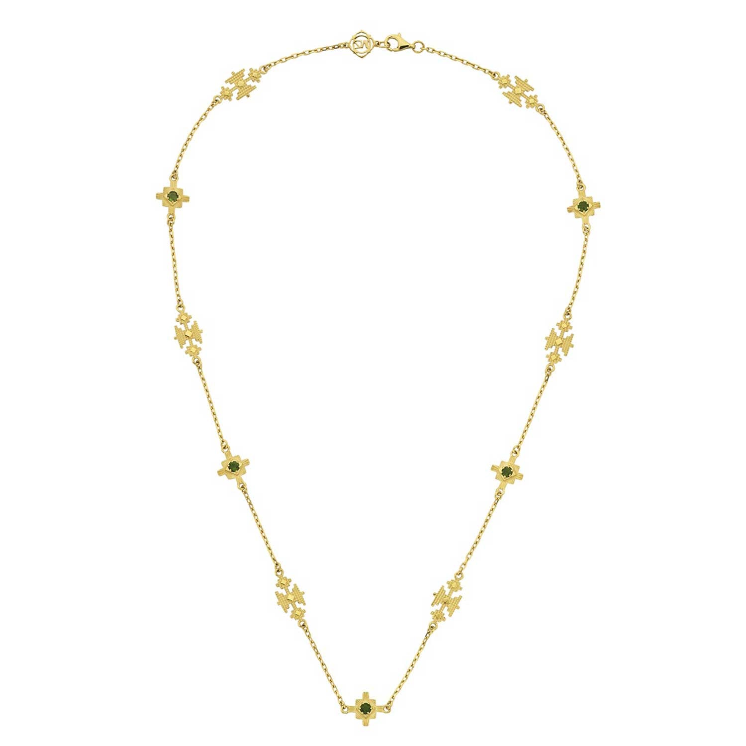 Zoe and Morgan at E.C. One London AYLLU Gold Plated Necklace with Chrome Diopside