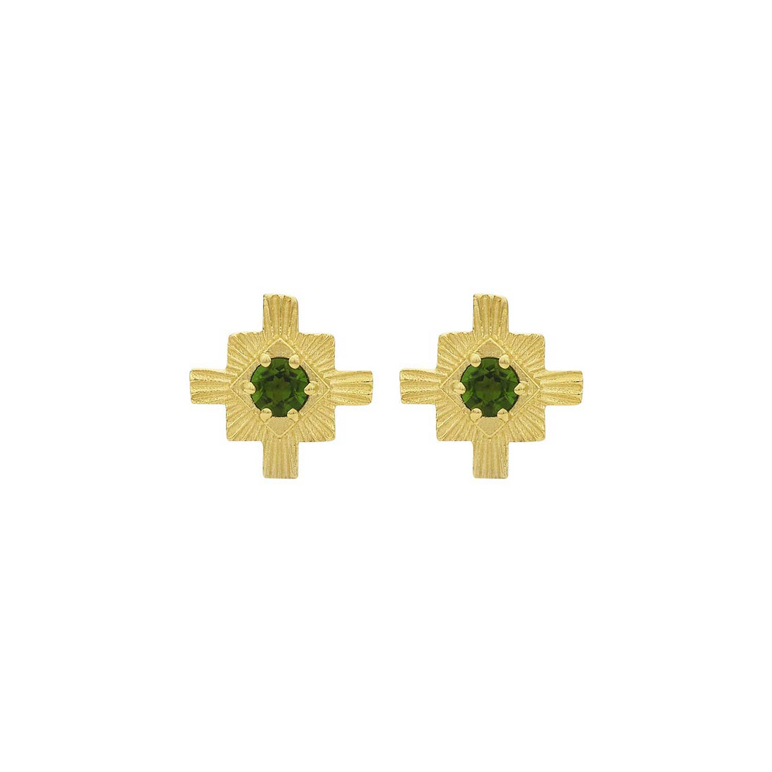 Zoe and Morgan at E.C. One London INKA Stud Earrings Gold Plated with Chrome Diopside