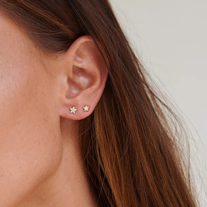 ALCYONE yellow Gold and Diamond Star Stud - SINGLE by Zoe & Morgan at E.C.One London