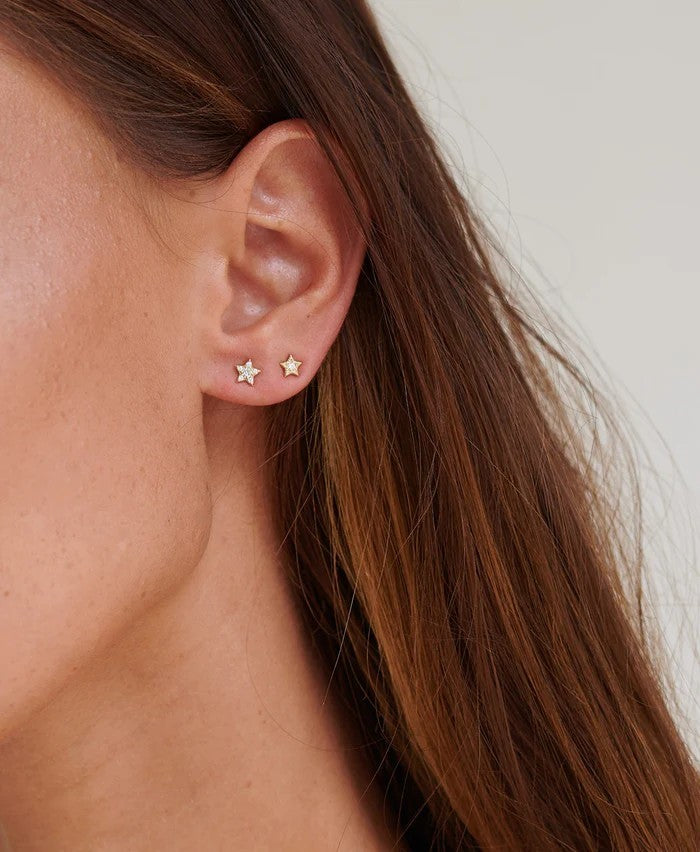 Zoe and Morgan at E.C.One London ALCYONE Yellow Gold and Diamond Star Stud - PAIR