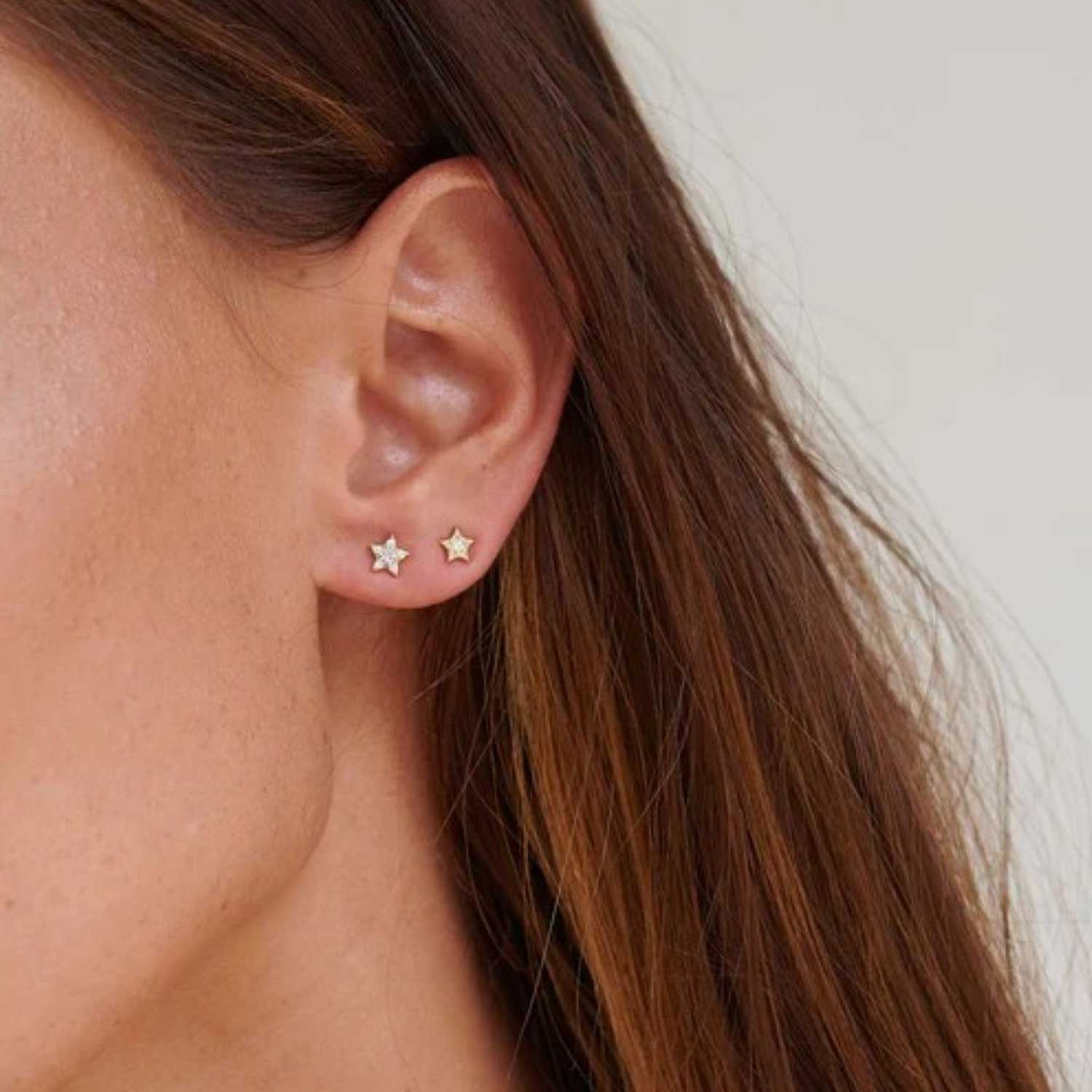 ALCYONE Yellow Gold and Diamond Star Stud - PAIR  by Zoe & Morgan at B Corp certified Ethical jeweller E.C.One London