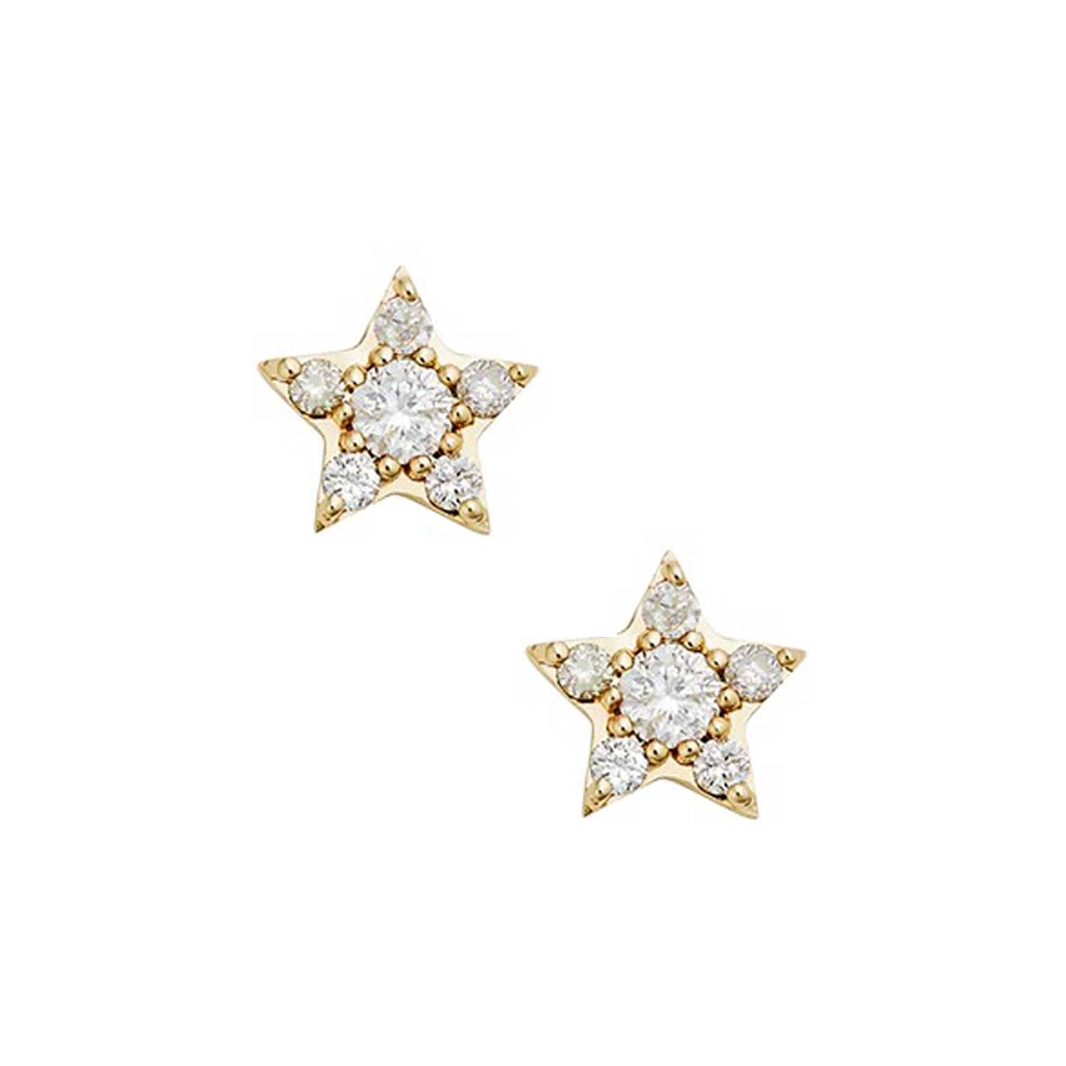 Zoe and Morgan at E.C.One London ALCYONE Yellow Gold and Diamond Star Stud - PAIR