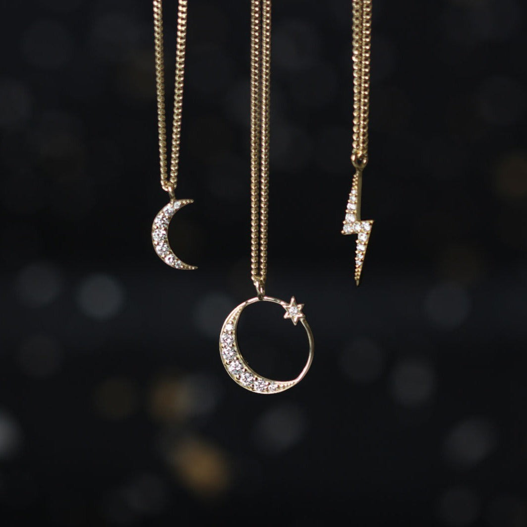 EC One Zoe & Morgan Luna Yellow Gold and Diamond Necklace
