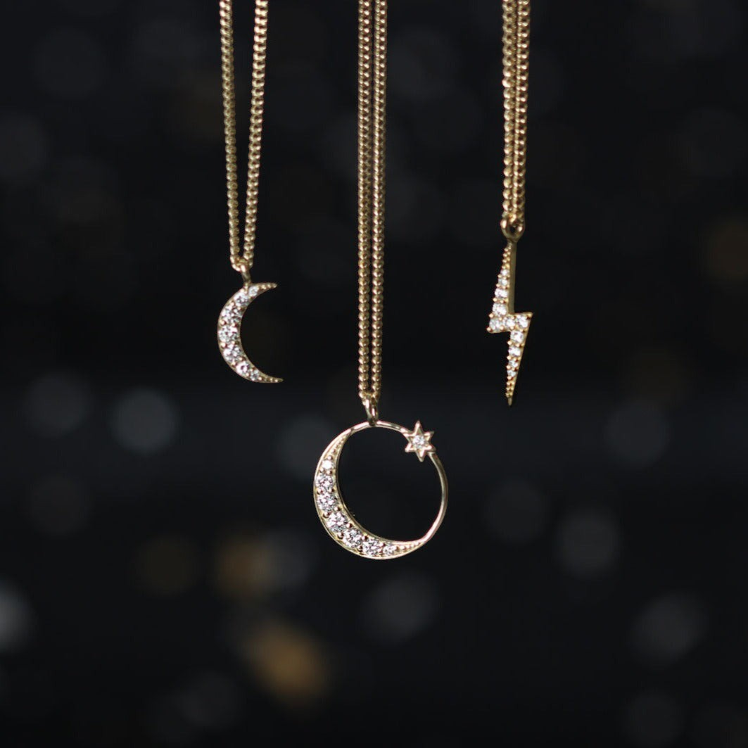 EC One Zoe & Morgan Zap Yellow Gold Diamond Necklace