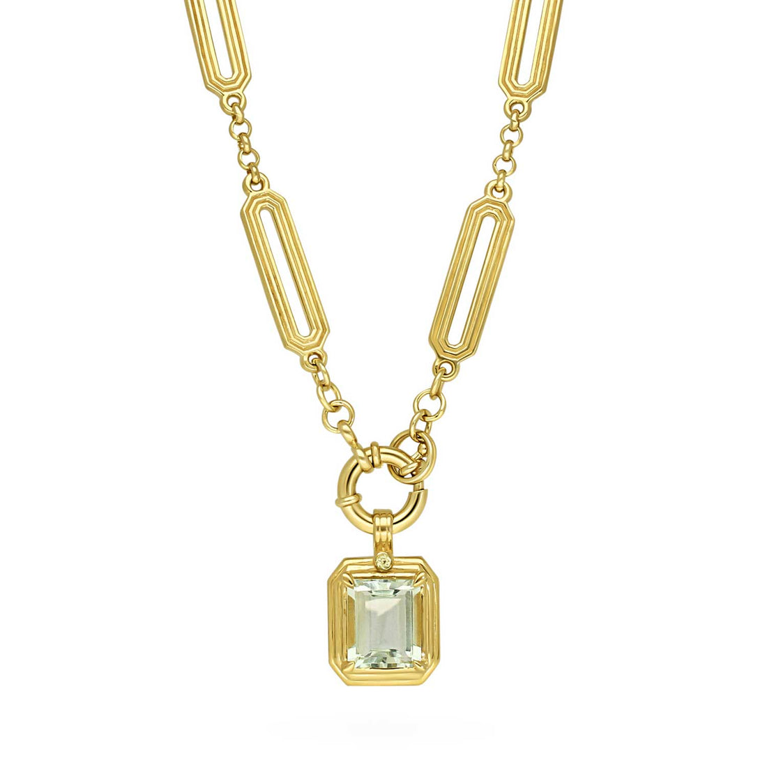 ELIZA Chain With THEA Green Amethyst Pendant Plated Plated  at ethical B Corp jeweller E.C.One London
