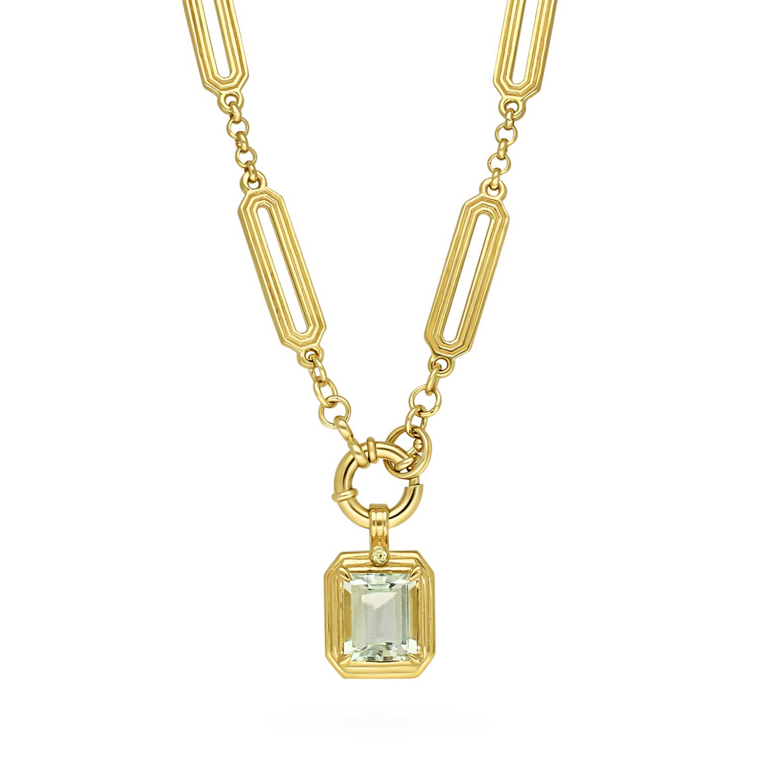 ELIZA Chain With THEA Green Amethyst Pendant Plated Plated  at ethical B Corp jeweller E.C.One London