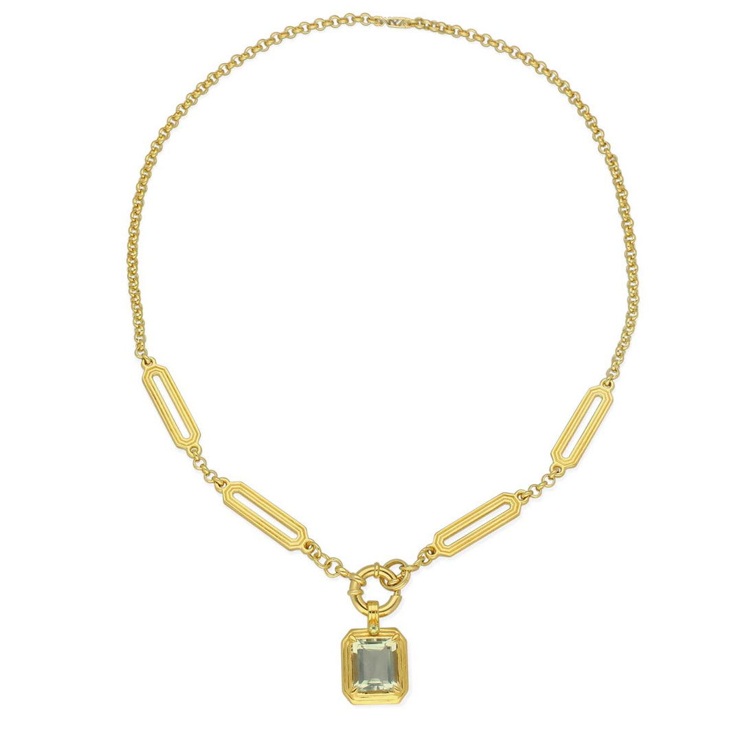 ELIZA Chain With THEA Green Amethyst Pendant Plated Plated  at ethical B Corp jeweller E.C.One London