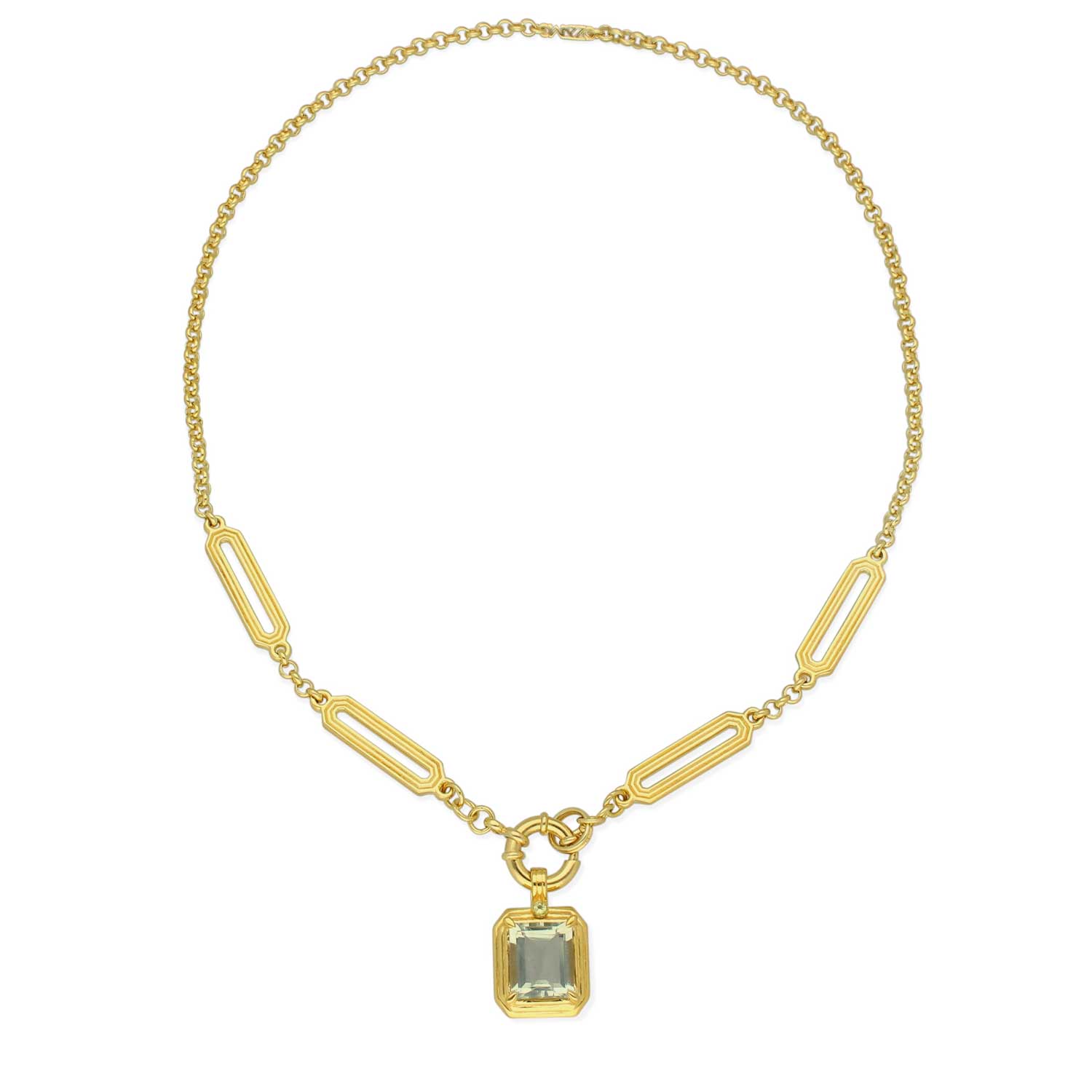 ELIZA Chain With THEA Green Amethyst Pendant Plated Plated  at ethical B Corp jeweller E.C.One London