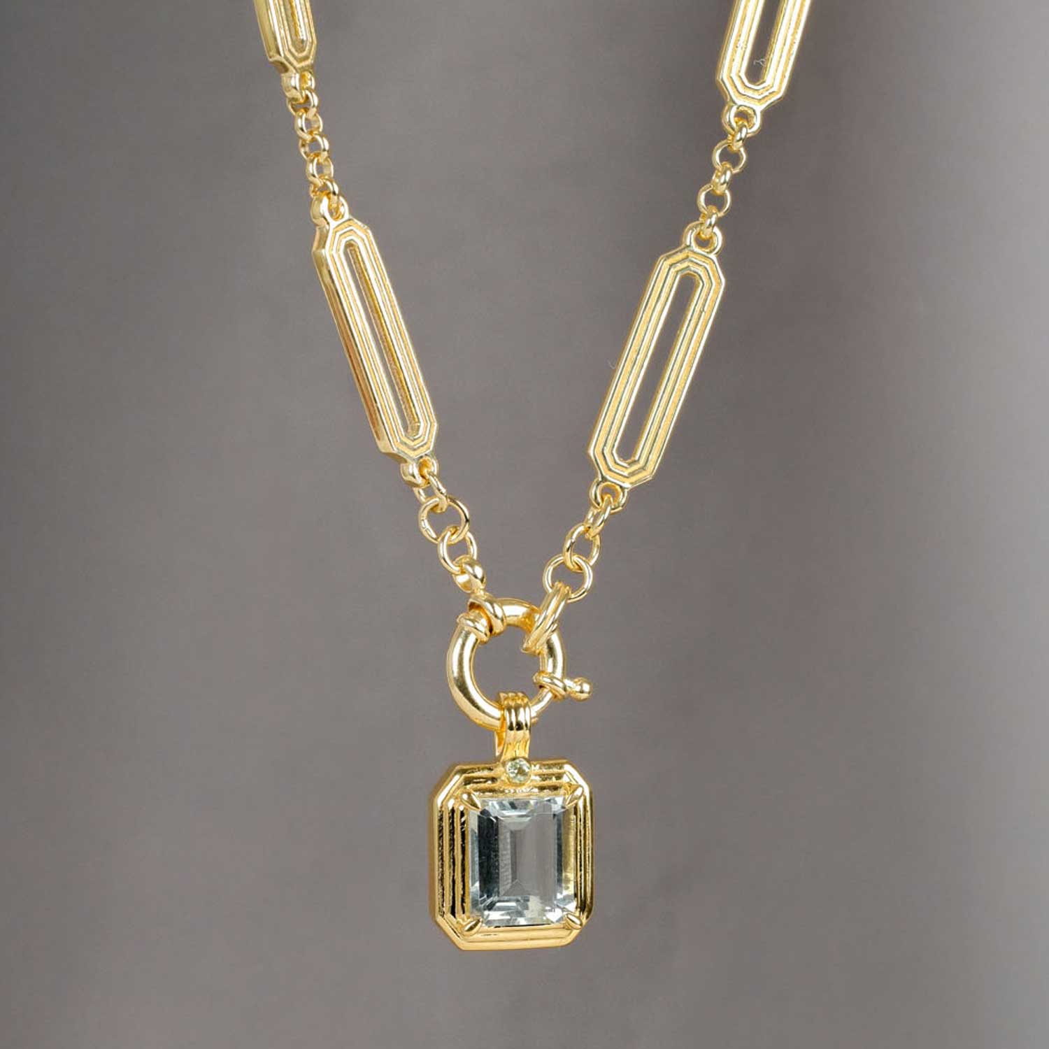ELIZA Chain With THEA Green Amethyst Pendant Plated Plated  at ethical B Corp jeweller E.C.One London
