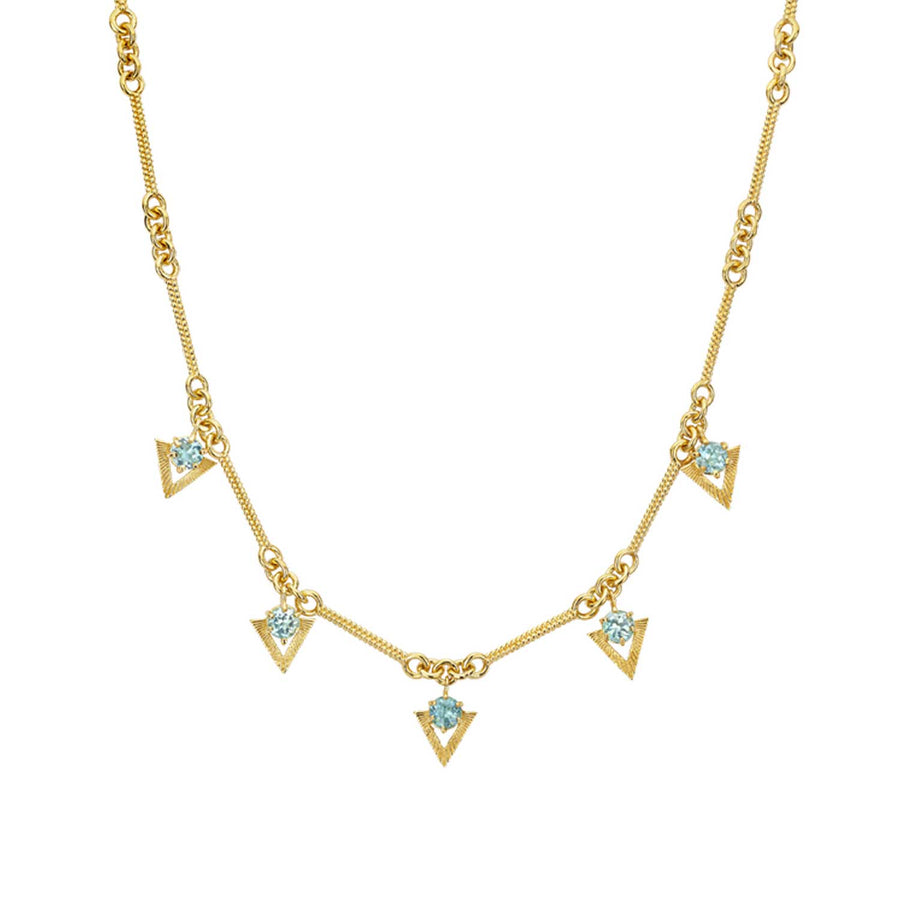 Zoe & Morgan HYACINTH Blue Apatite Gold Plated Necklace at ethical jeweller EC One London
