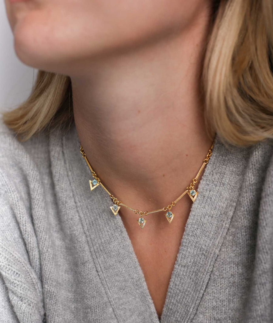 Zoe & Morgan HYACINTH Blue Apatite Gold Plated Necklace at ethical jeweller EC One London