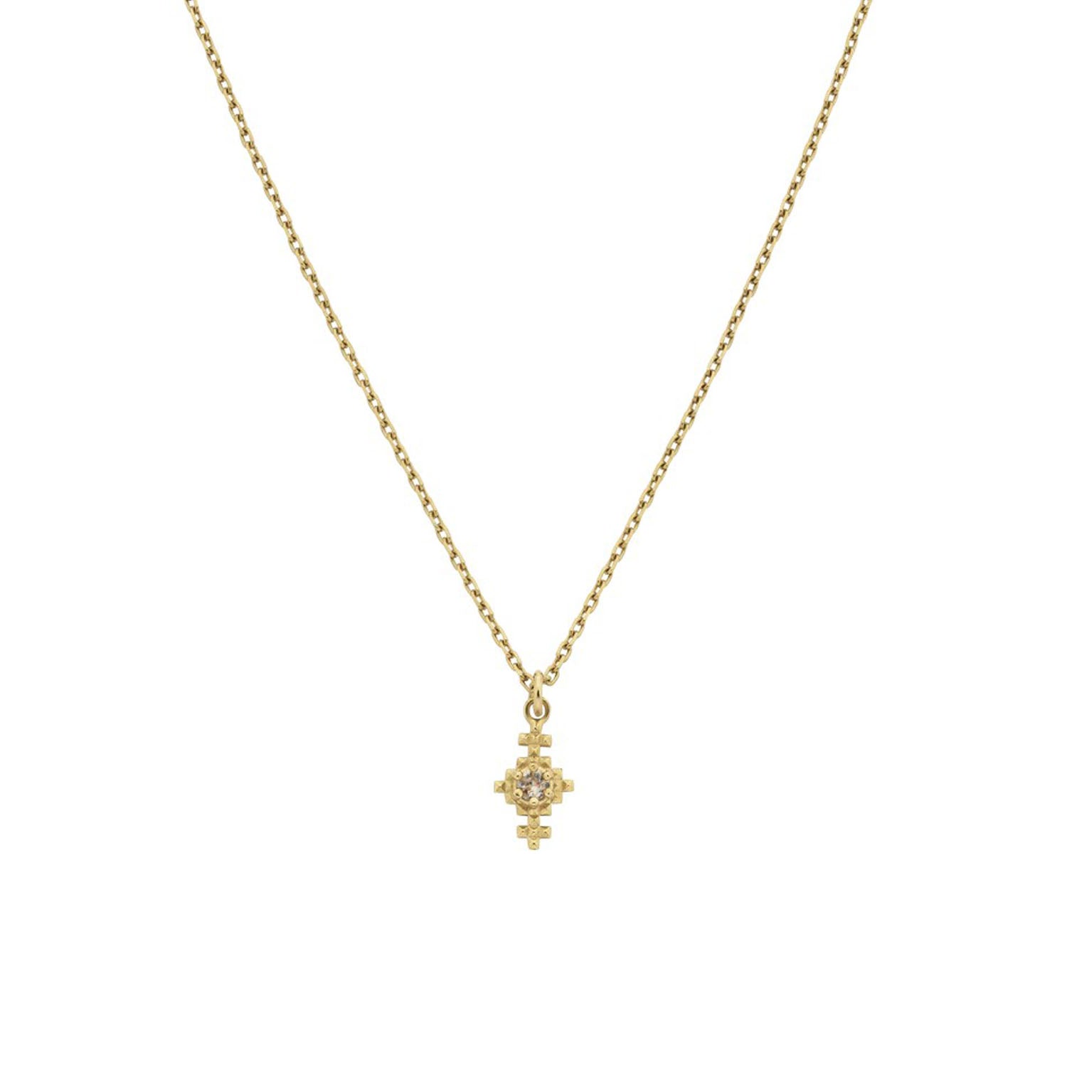 INDIE Gold Plated Necklace with Peach Zircon By Zoe & Morgan at ethical jeweller E.C.One London