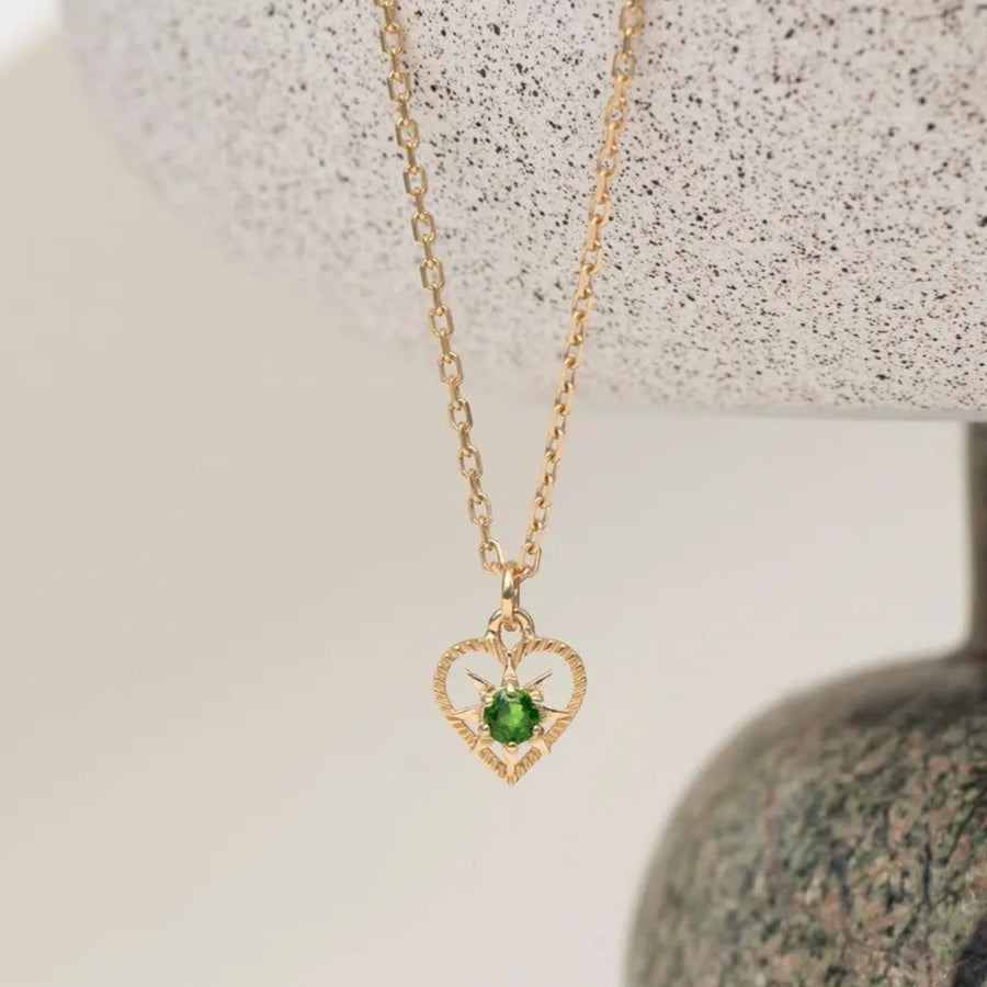 KIND HEART Gold Plated Necklace with Chrome Diopside
