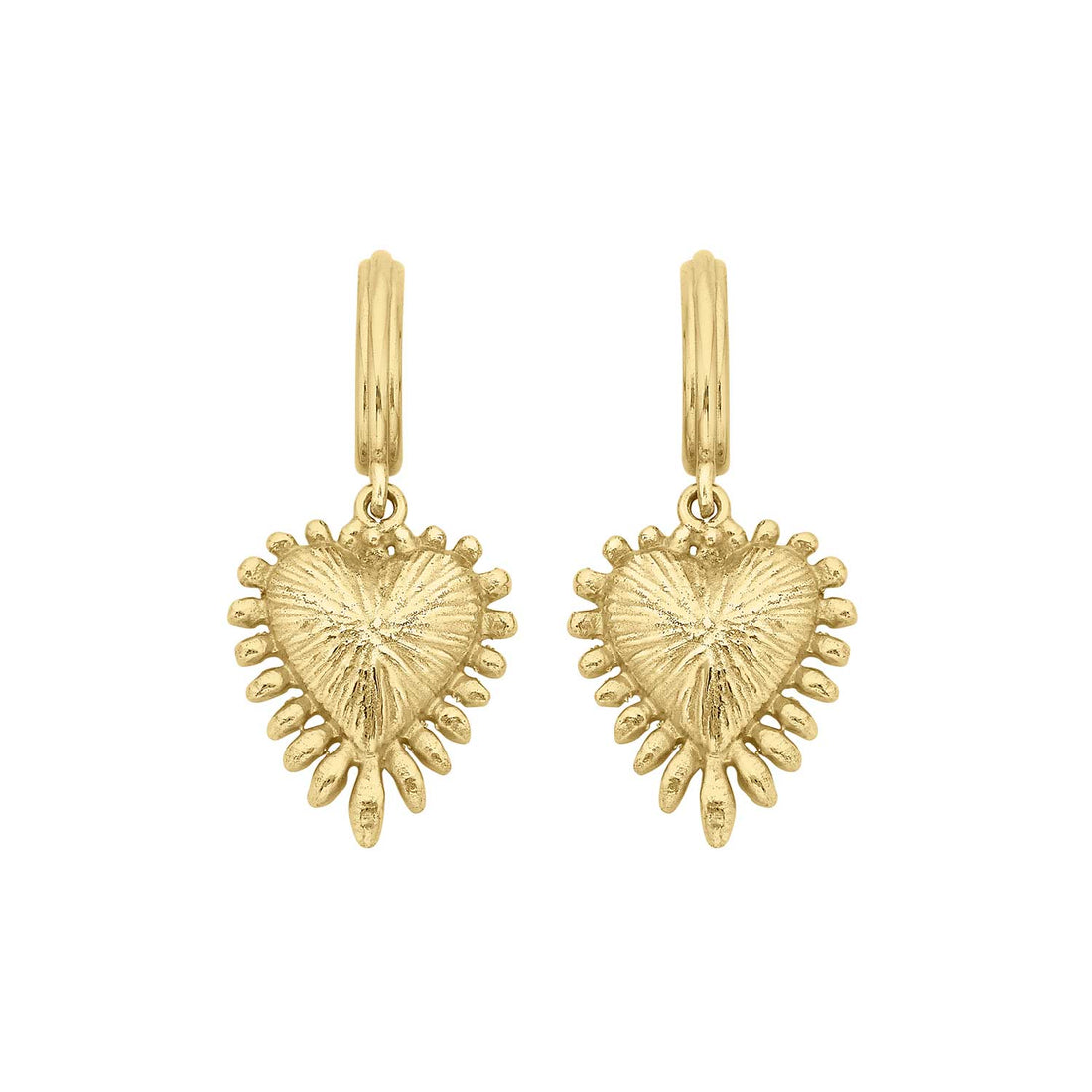 Mini Heart Ray Gold Plated Earrings by Zoe & Morgan at ethical jeweller E.C.One London 