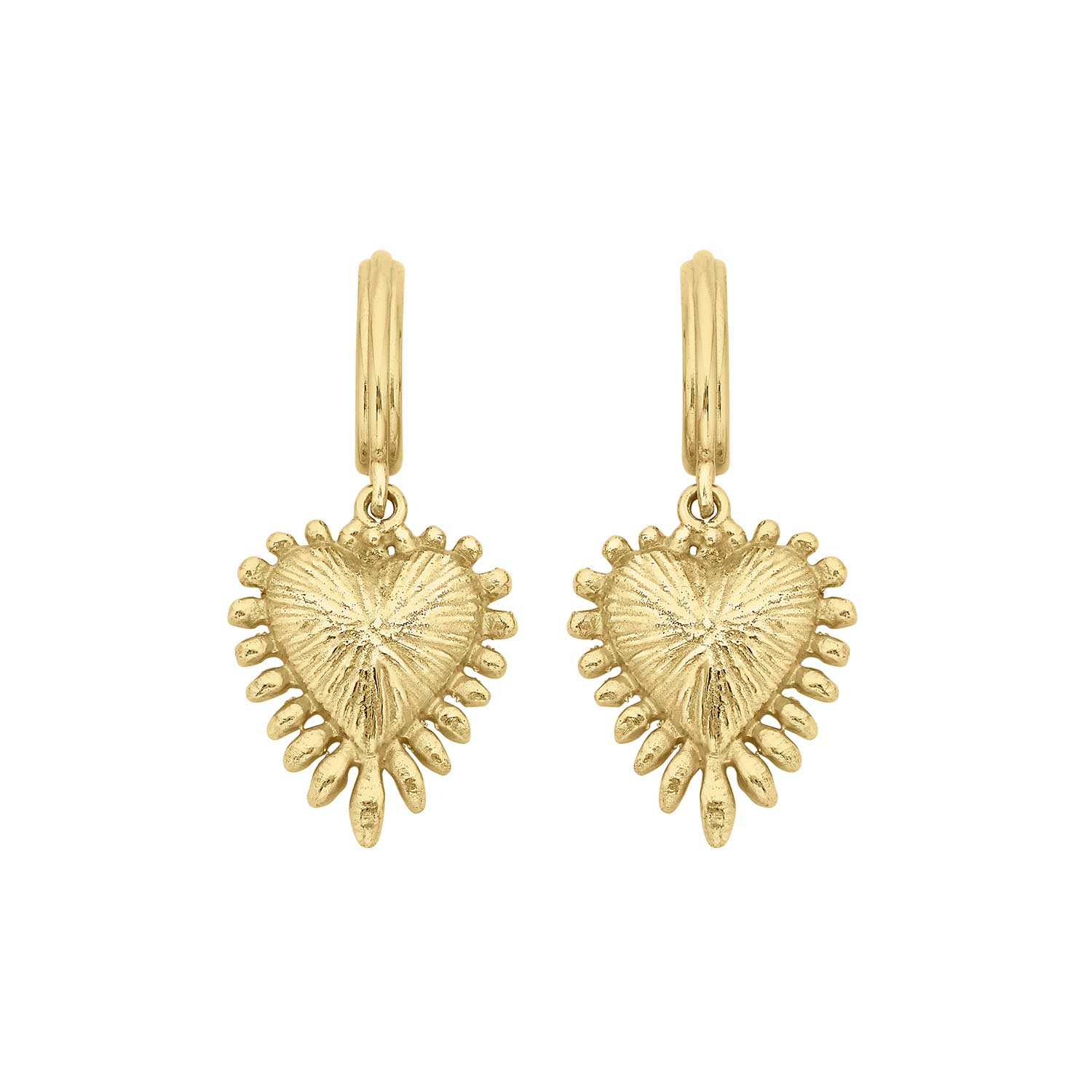 Mini Heart Ray Gold Plated Earrings by Zoe & Morgan at ethical jeweller E.C.One London 