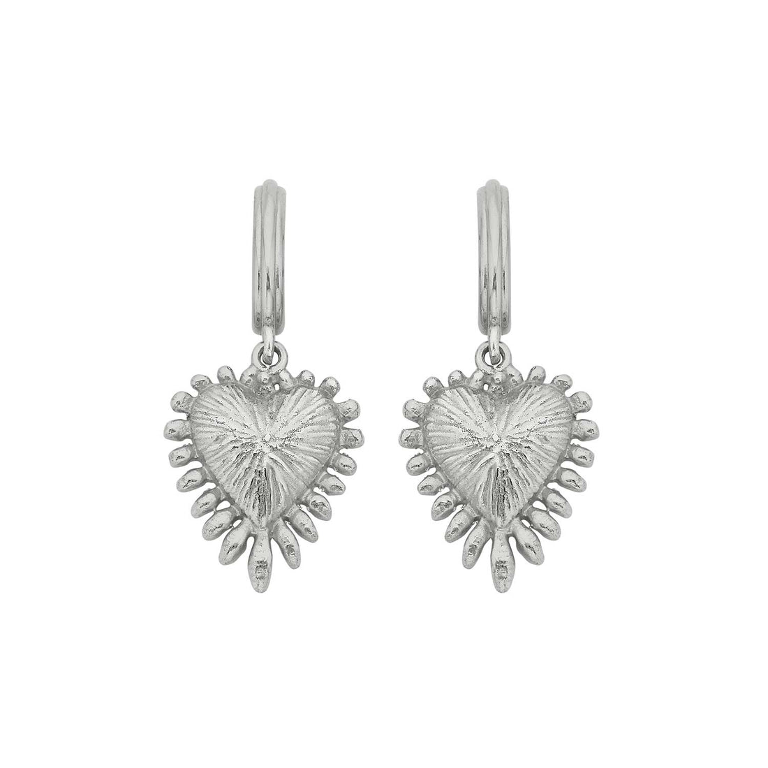 Mini Heart Ray Silver Earrings by Zoe & Morgan at ethical jeweller E.C.One London 