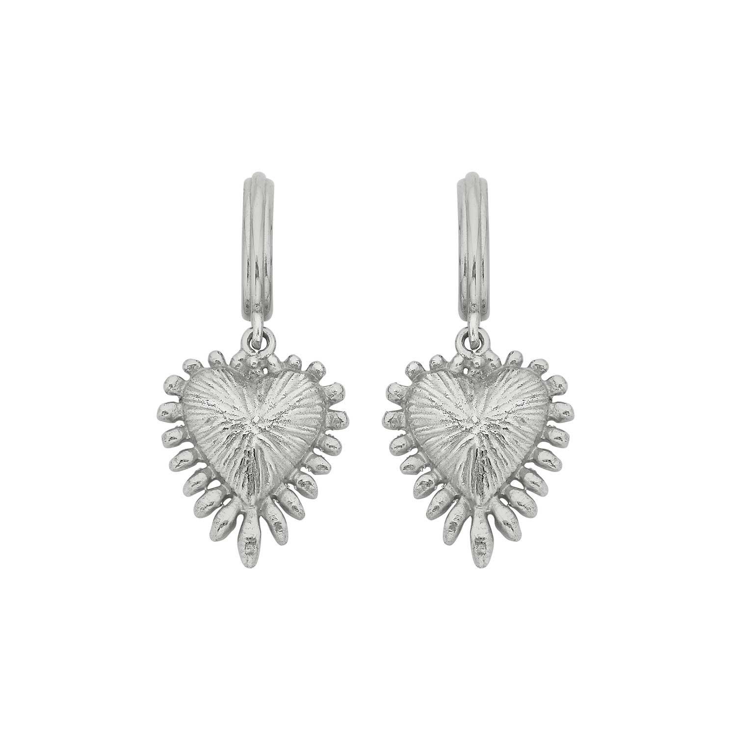Mini Heart Ray Silver Earrings by Zoe & Morgan at ethical jeweller E.C.One London 