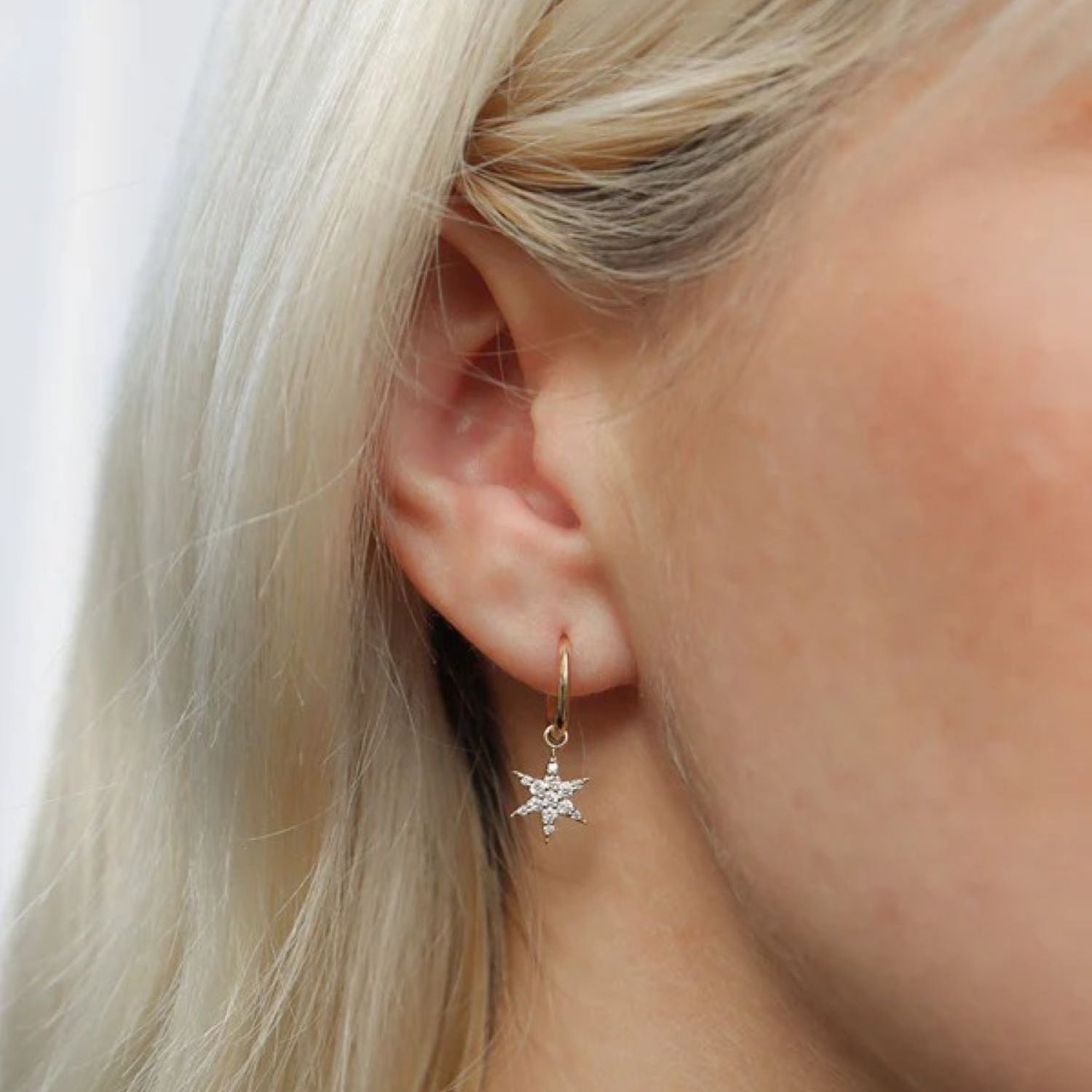 EC One Zoe & Morgan Mini Anahata Diamond Star Gold Drop Earrings